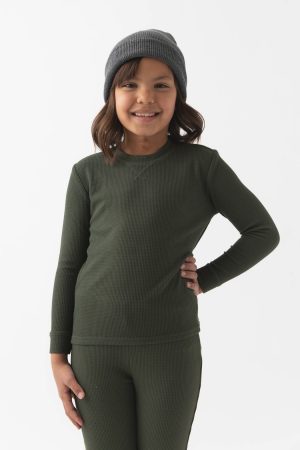 Children's Bamboo Waffle Knit Base Layer Long Sleeve - Last Chance