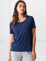 Women's Bamboo Rib-Knit Short Sleeve Lounge Top - Last Chance