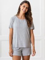 Women's Bamboo Rib-Knit Short Sleeve Lounge Top - Last Chance
