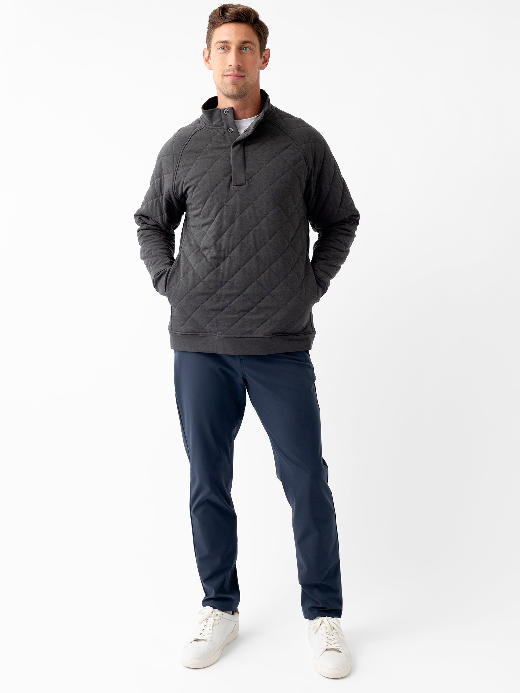 Men's Brushed Bamboo Quilted Snap Pullover - Last Chance - Image 5