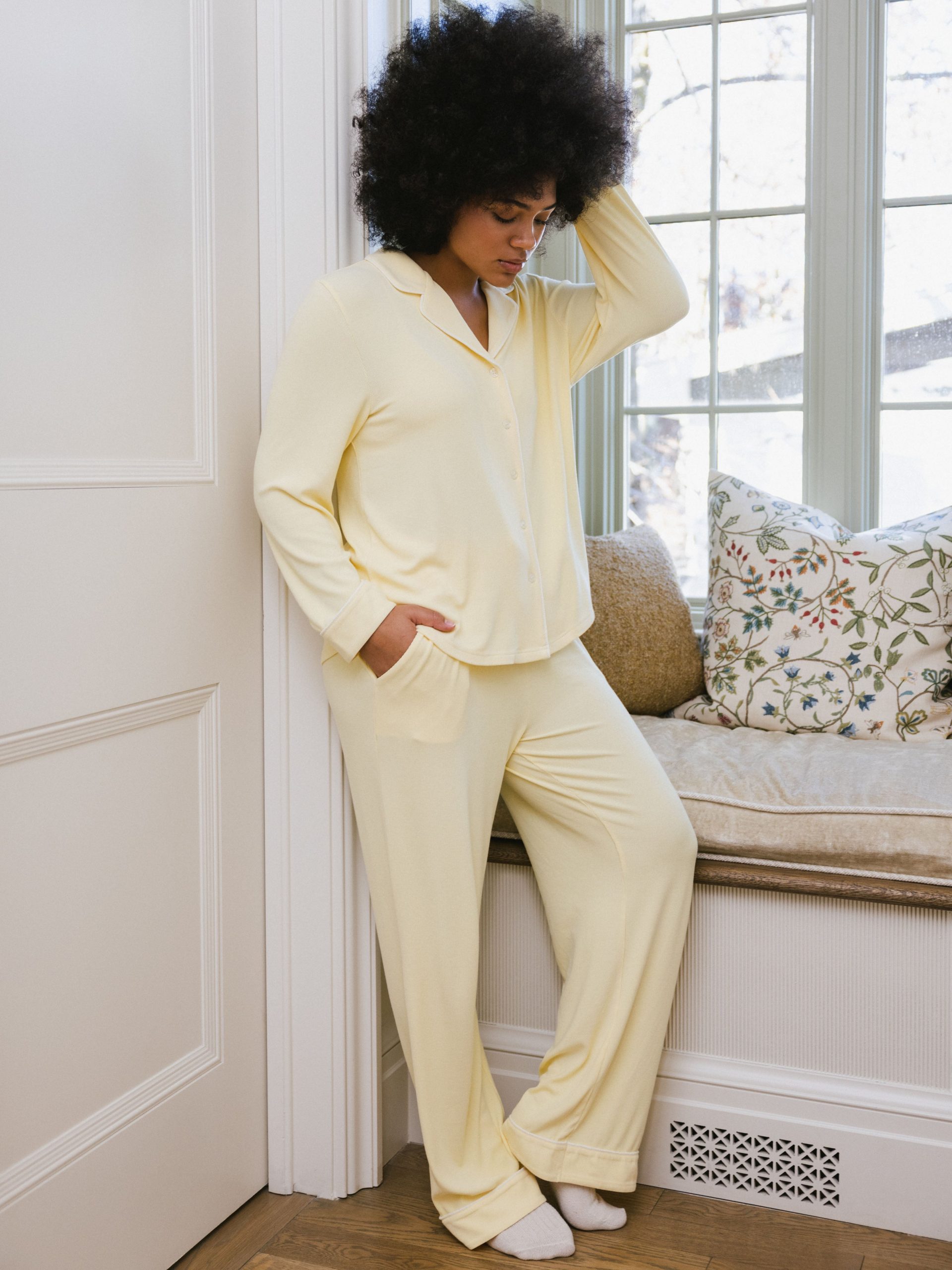 Women's Bamboo Rib-Knit Classic Long Sleeve Pajama Top - Image 15