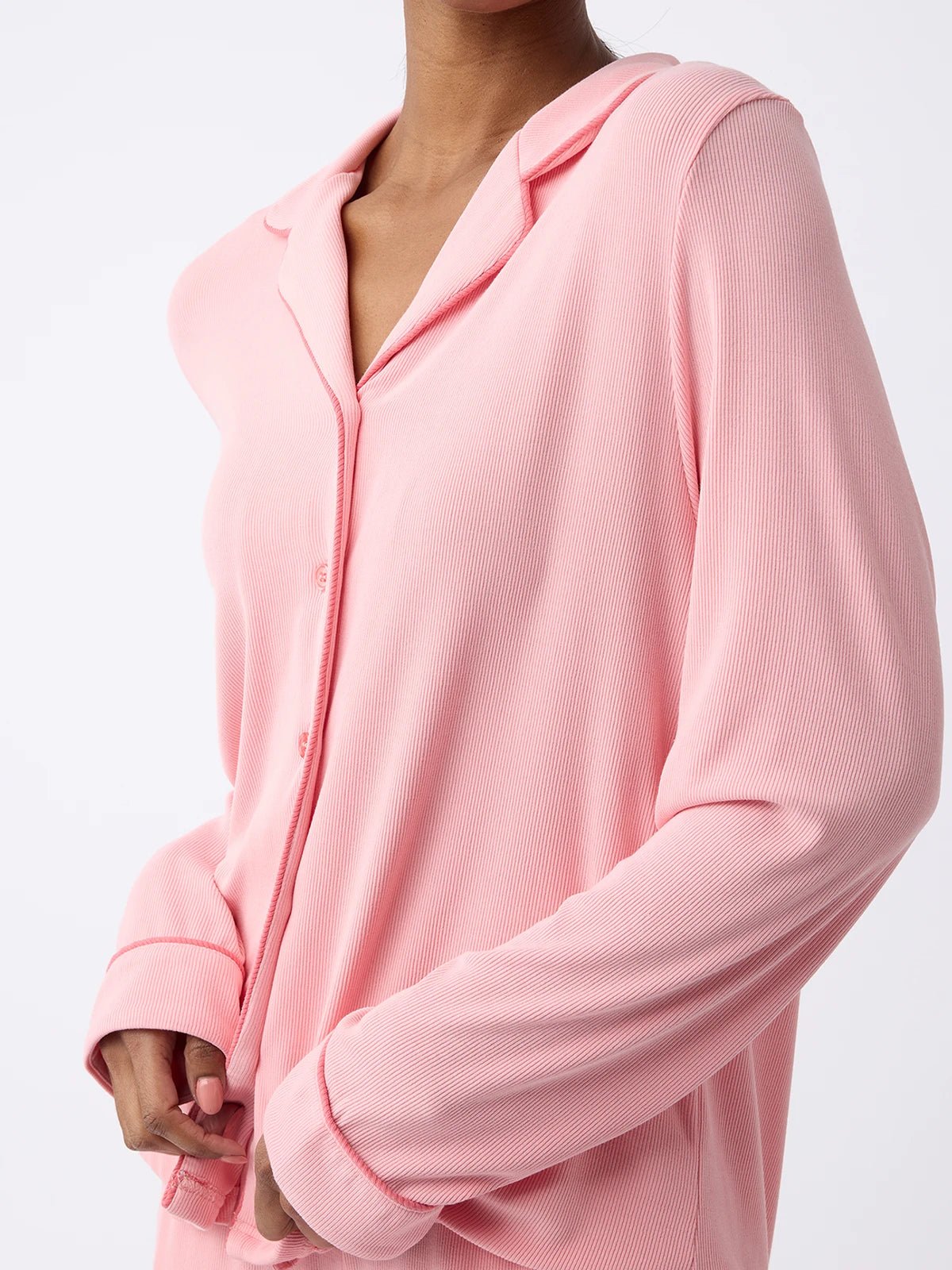 Women's Bamboo Rib-Knit Classic Long Sleeve Pajama Top - Image 32
