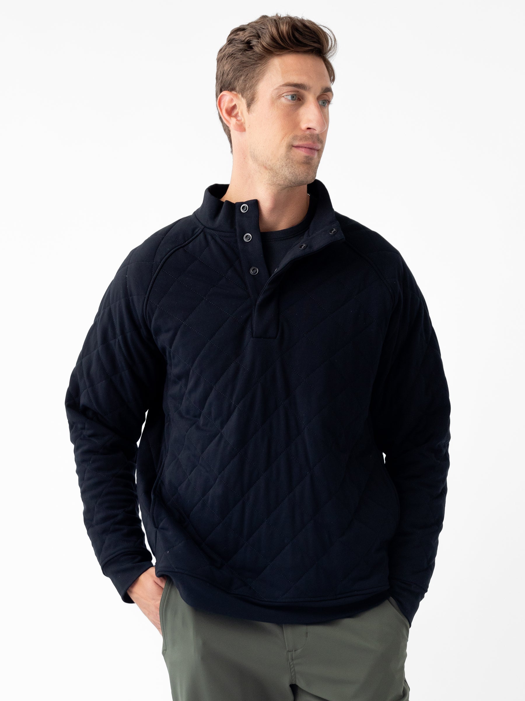 Men's Brushed Bamboo Quilted Snap Pullover - Last Chance