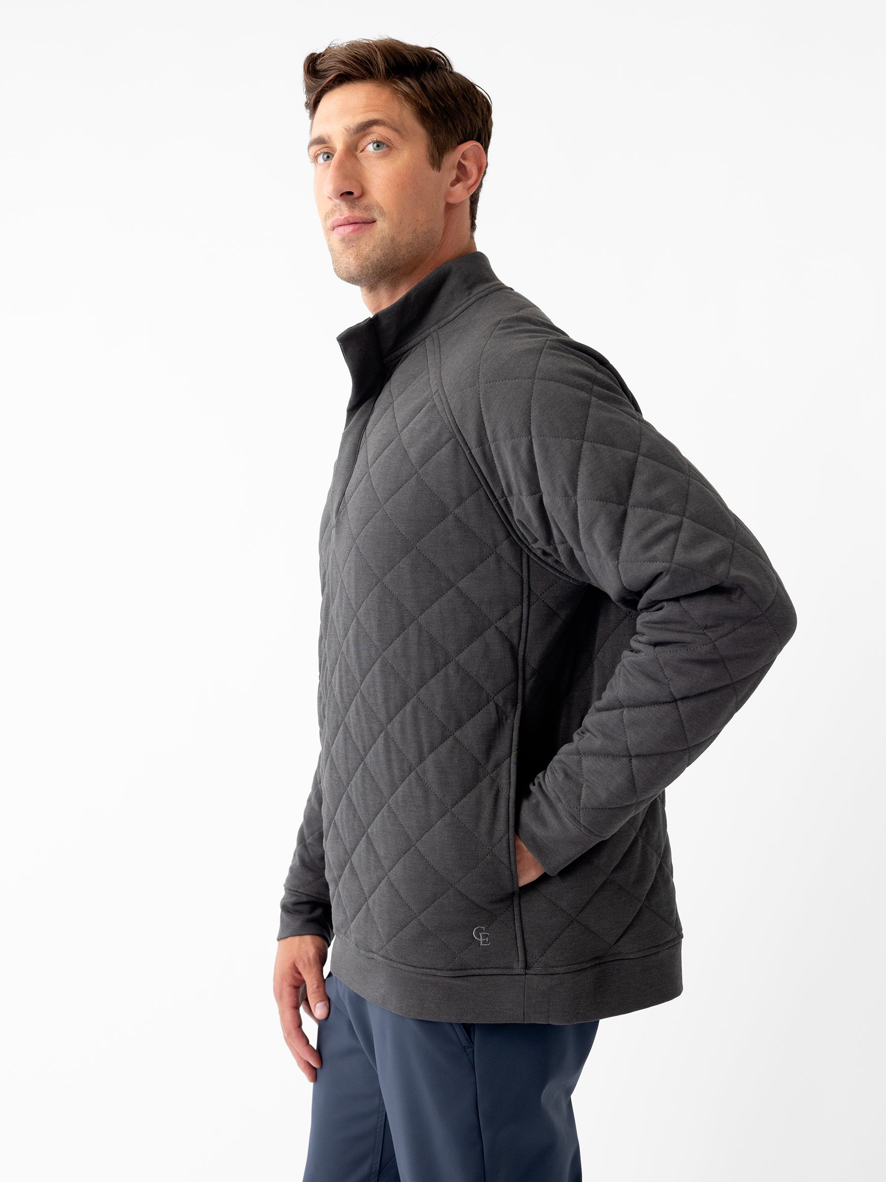 Men's Brushed Bamboo Quilted Snap Pullover - Last Chance - Image 6