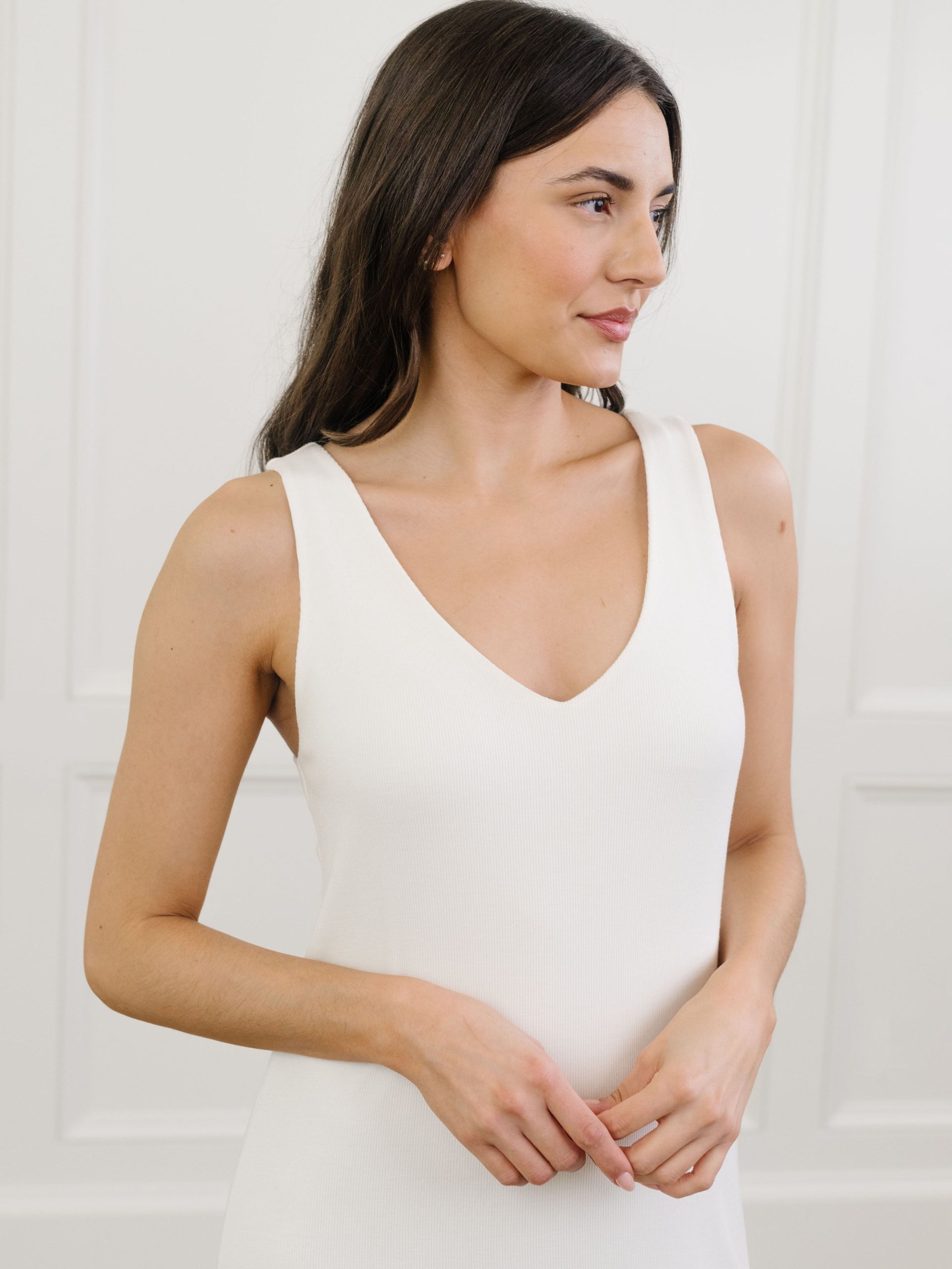 Women's Bamboo Rib-Knit V-Neck Tank Lounge Dress - Last Chance - Image 16