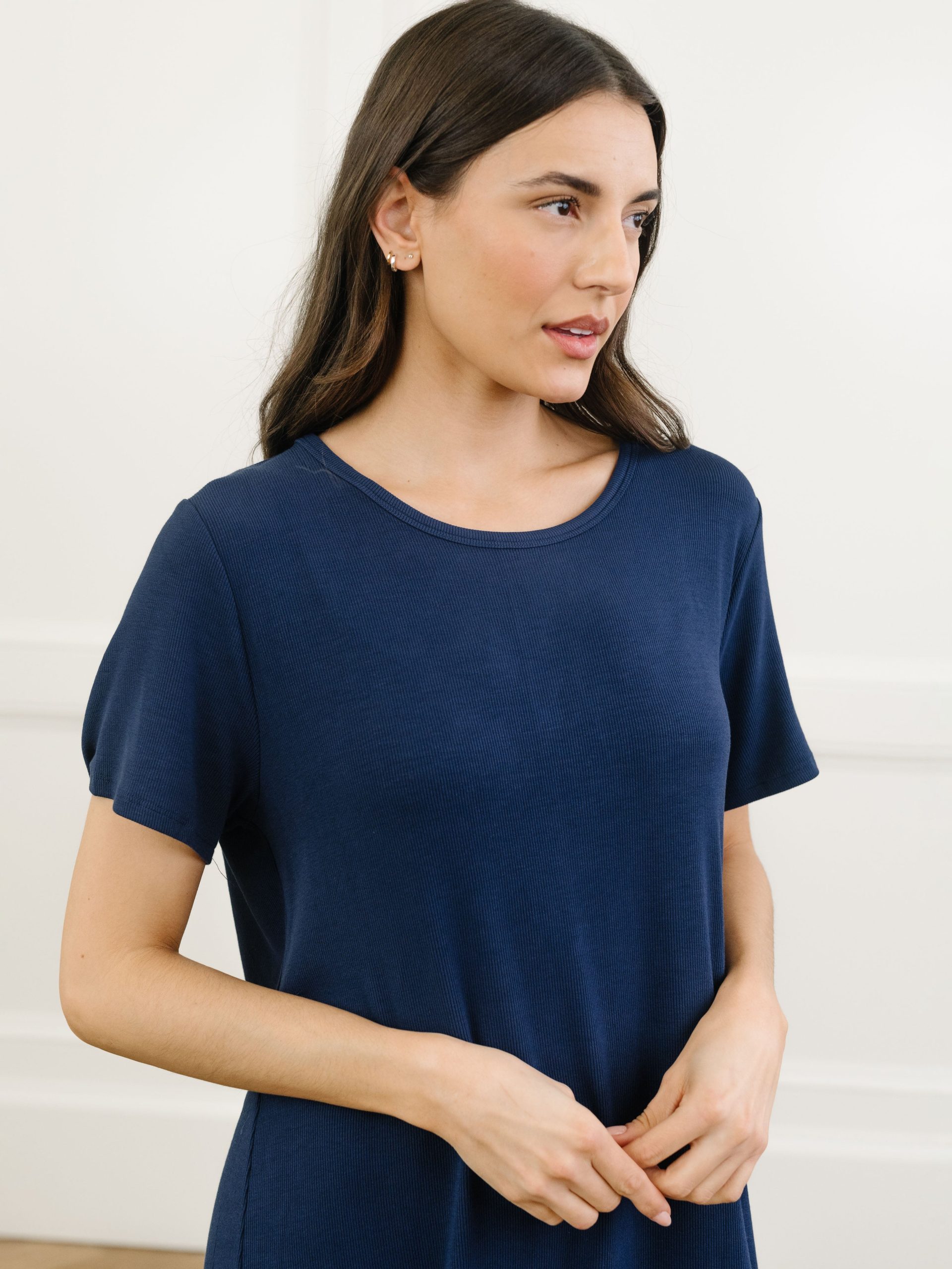 Women's Bamboo Rib-Knit Boyfriend Dress - Image 13