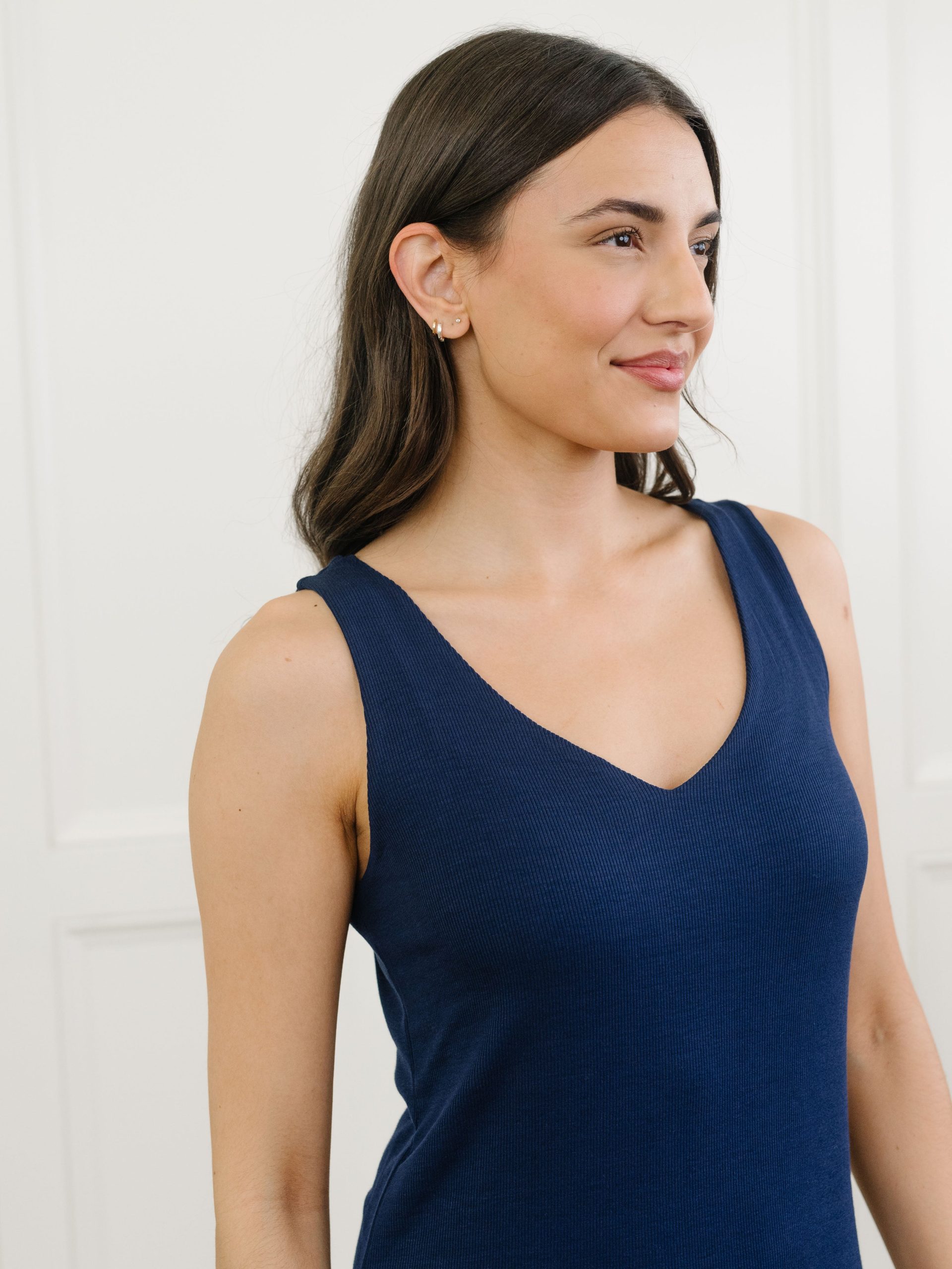 Women's Bamboo Rib-Knit V-Neck Tank Lounge Dress - Last Chance - Image 13