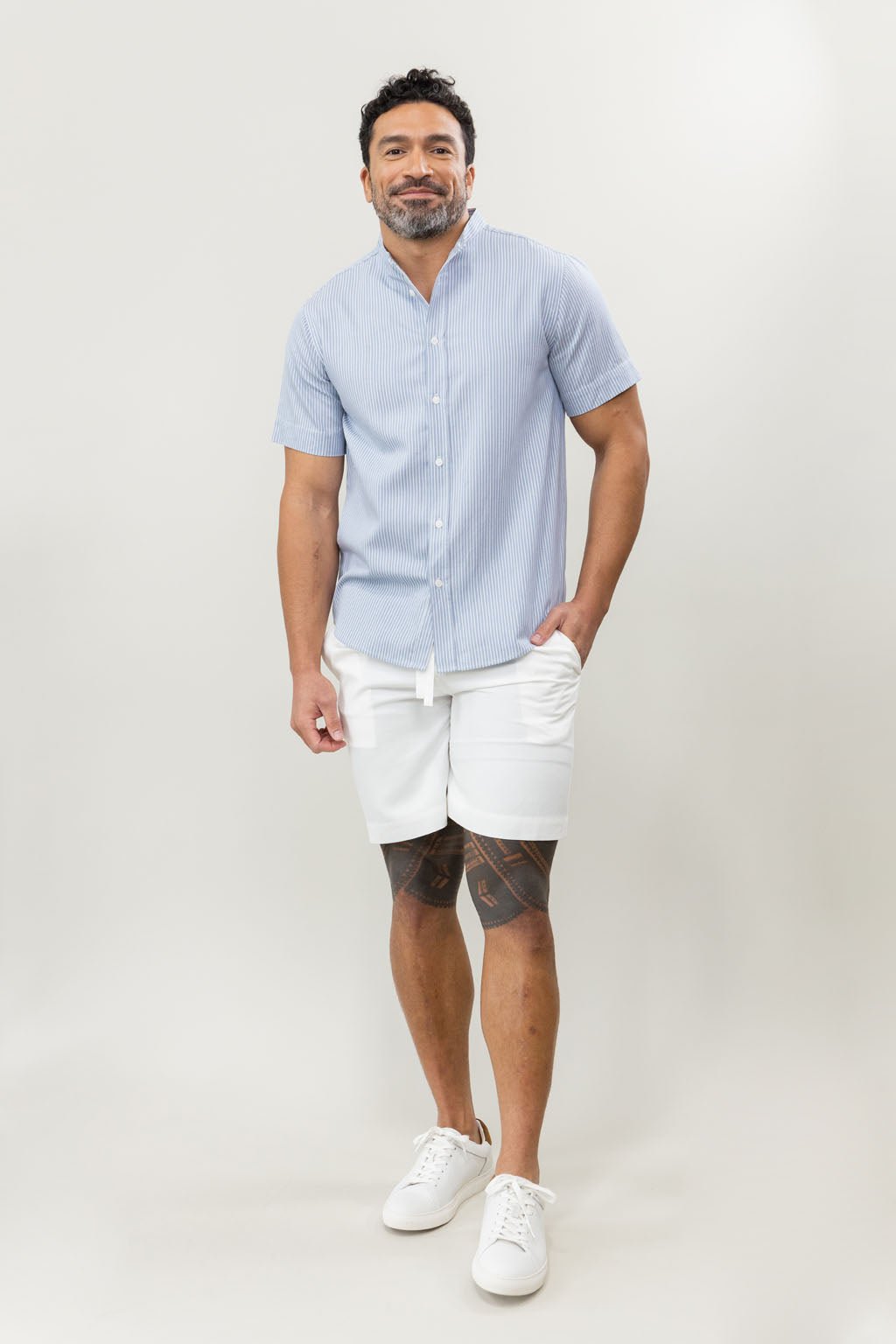 Men's Cozy Earth Coastal Comfort Mock Neck Short Sleeve Button Down - Last Chance - Image 4