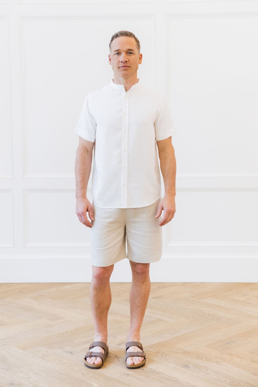 Men's Cozy Earth Coastal Comfort Mock Neck Short Sleeve Button Down - Last Chance - Image 2