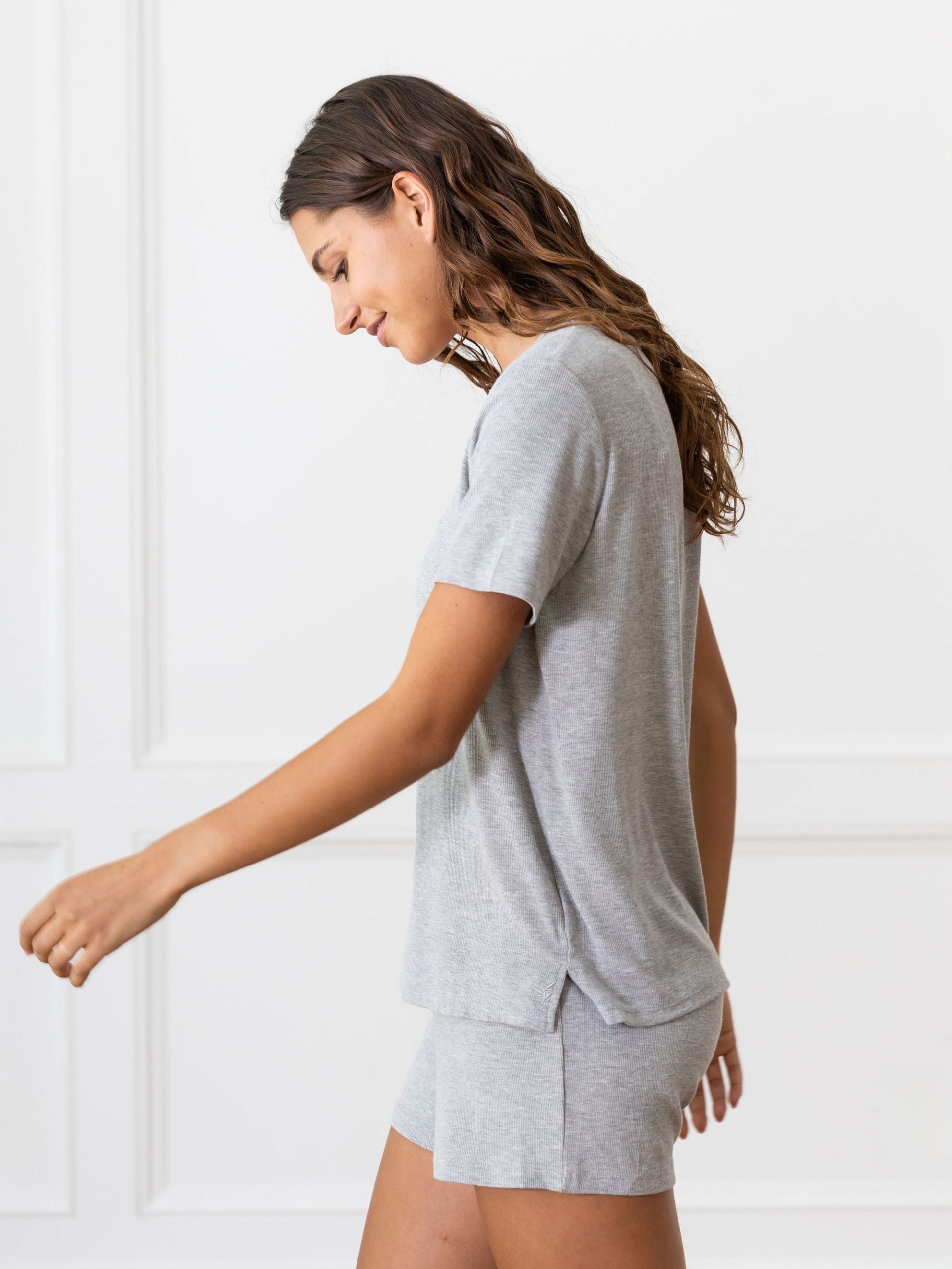 Women's Bamboo Rib-Knit Short Sleeve Lounge Top - Last Chance - Image 7