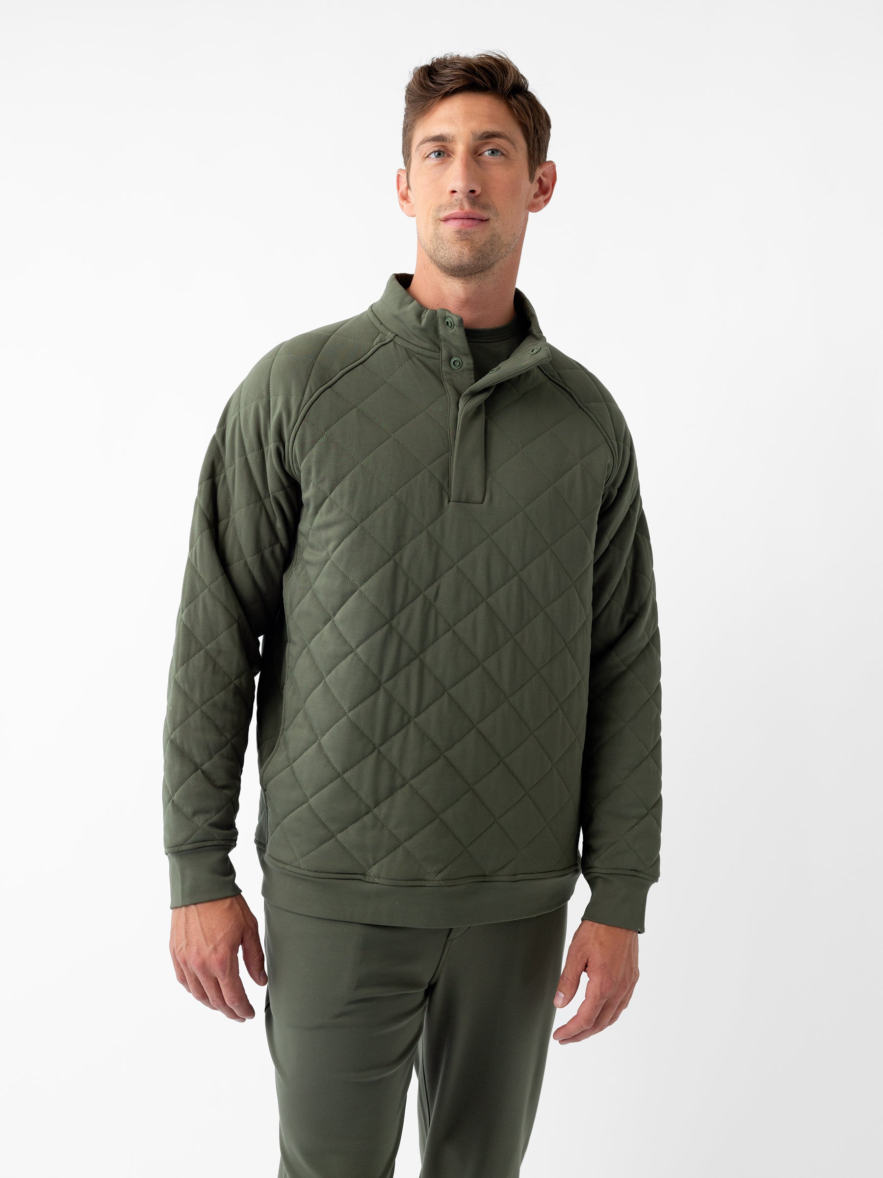 Men's Brushed Bamboo Quilted Snap Pullover - Last Chance - Image 19