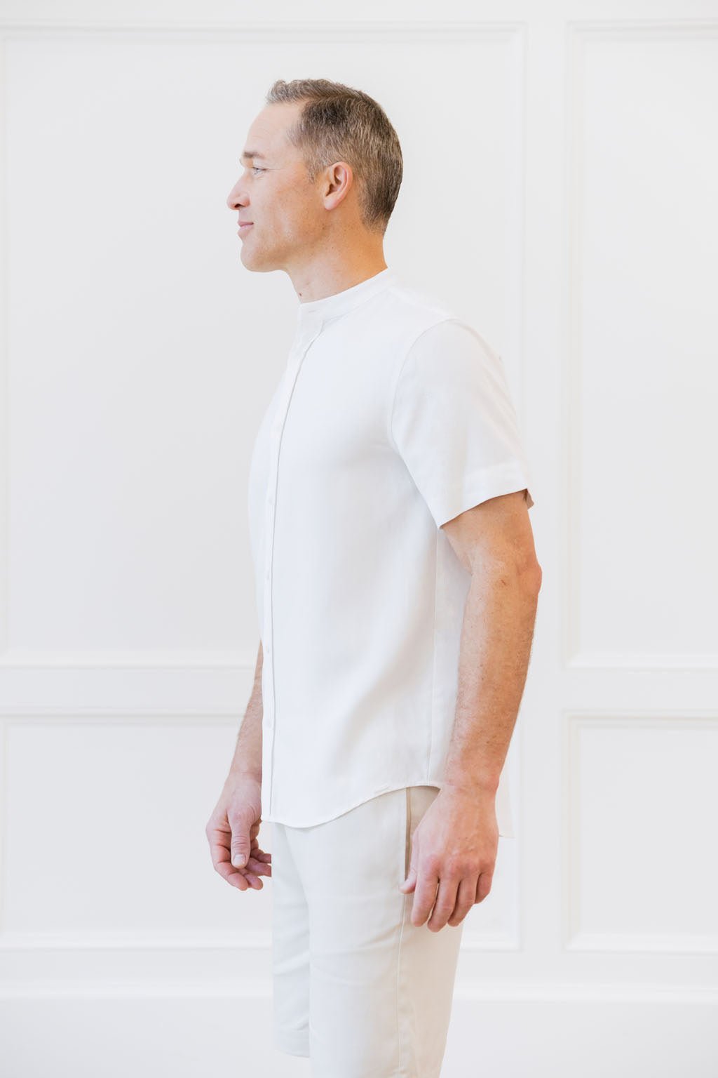 Men's Cozy Earth Coastal Comfort Mock Neck Short Sleeve Button Down - Last Chance - Image 14