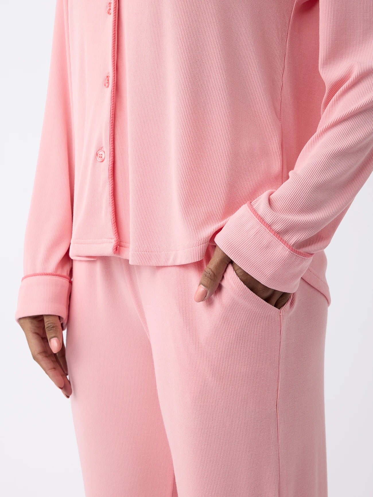 Women's Bamboo Rib-Knit Classic Long Sleeve Pajama Set - Image 32