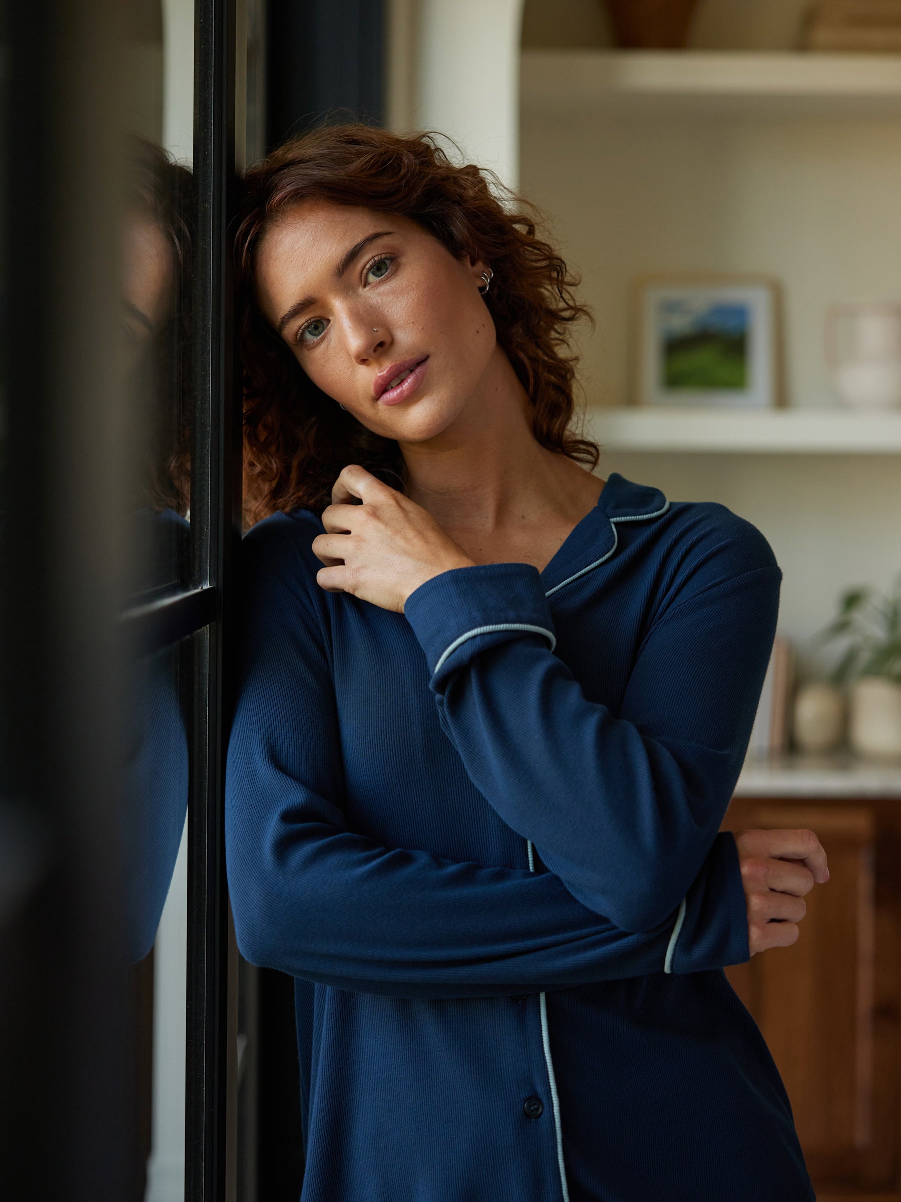 Women's Bamboo Rib-Knit Classic Long Sleeve Pajama Top - Image 29