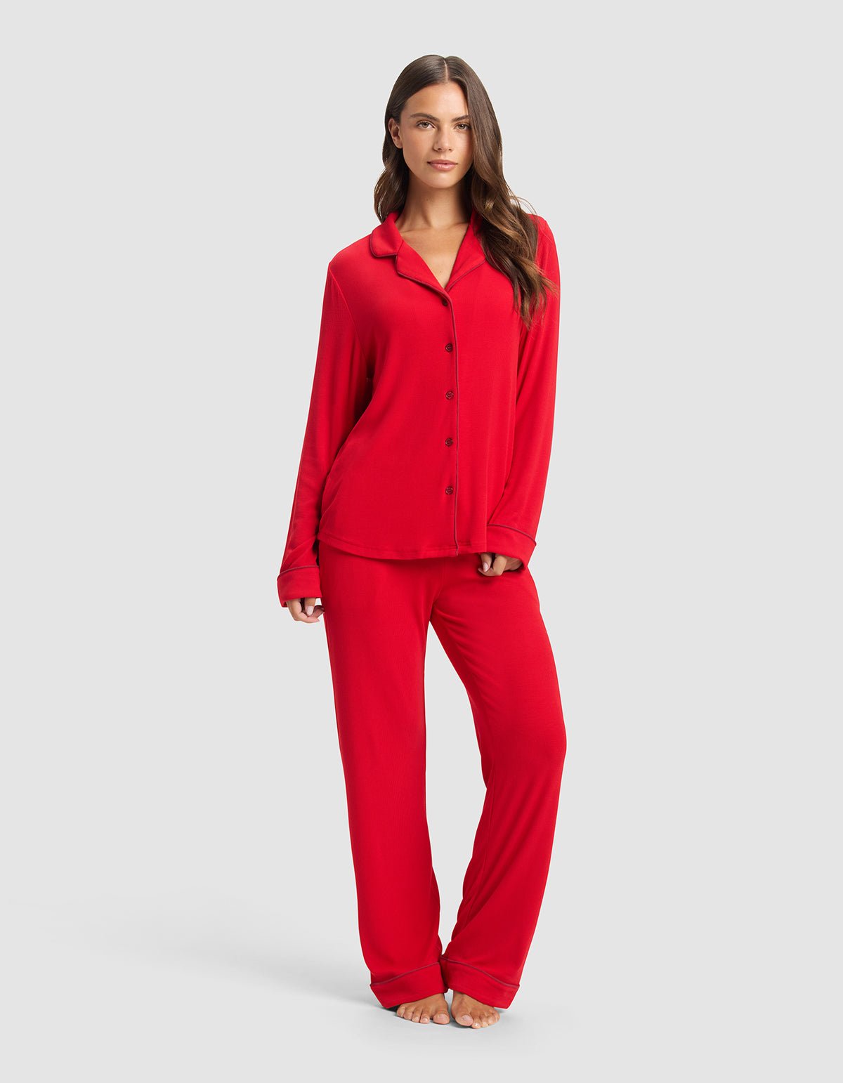 Women's Bamboo Rib-Knit Classic Long Sleeve Pajama Top - Image 5