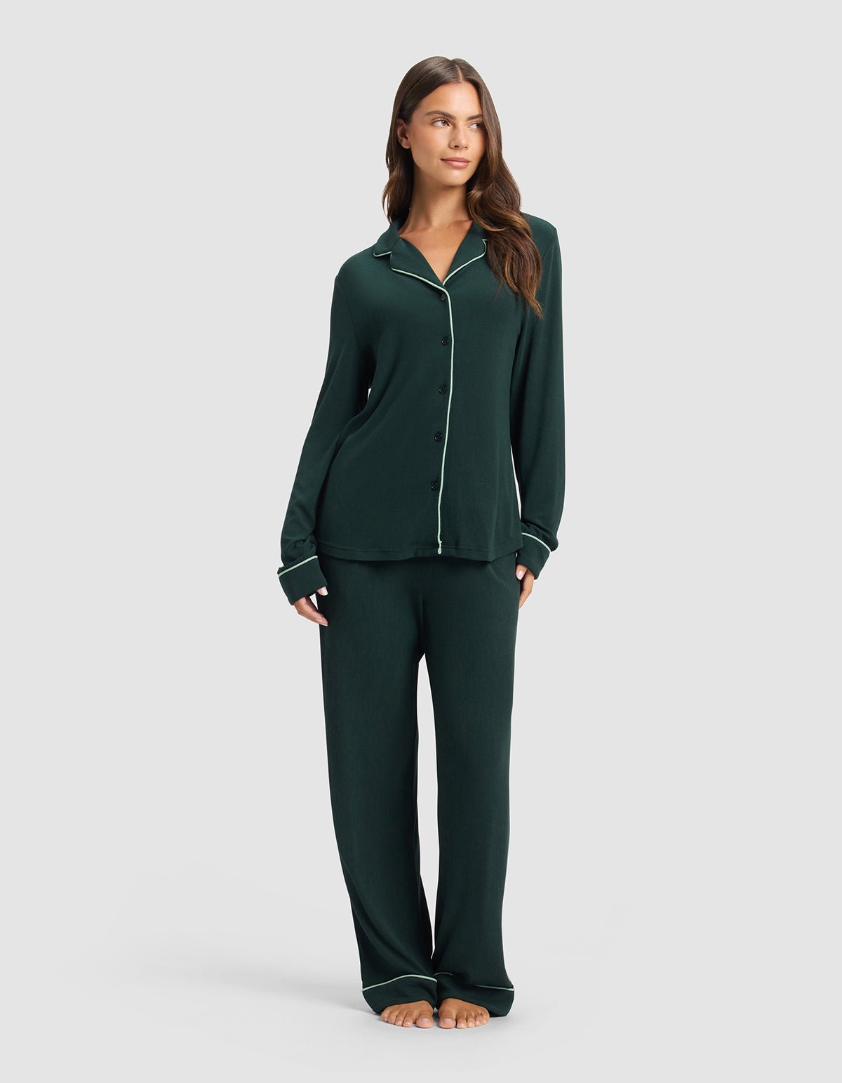Women's Bamboo Rib-Knit Classic Long Sleeve Pajama Top - Image 7