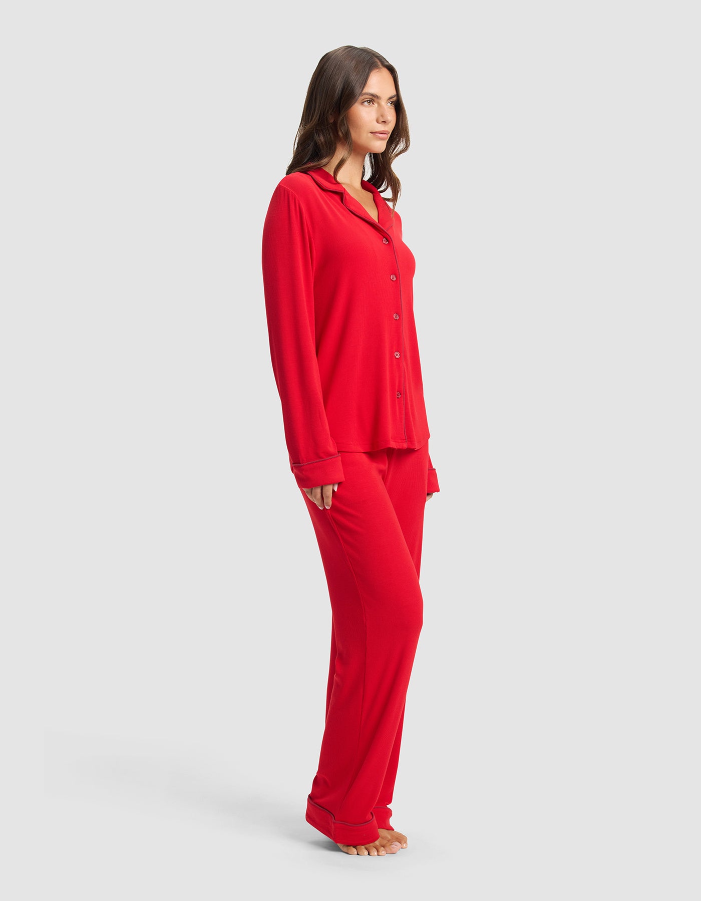 Women's Bamboo Rib-Knit Classic Long Sleeve Pajama Set - Image 7