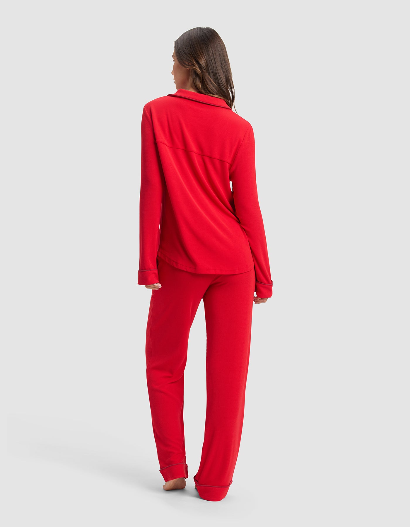 Women's Bamboo Rib-Knit Classic Long Sleeve Pajama Set - Image 6