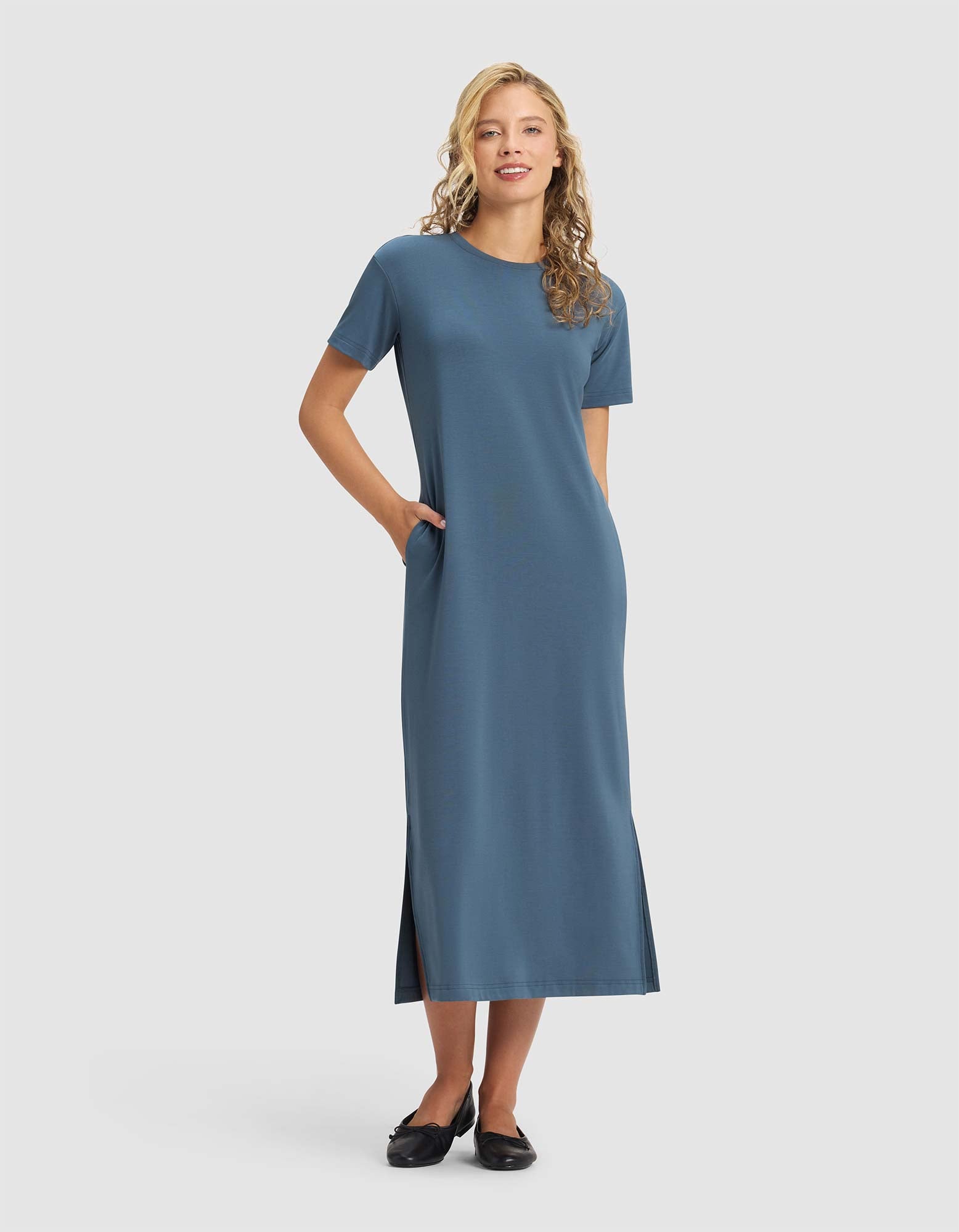 Women's Brushed Bamboo Midi Dress - Image 3