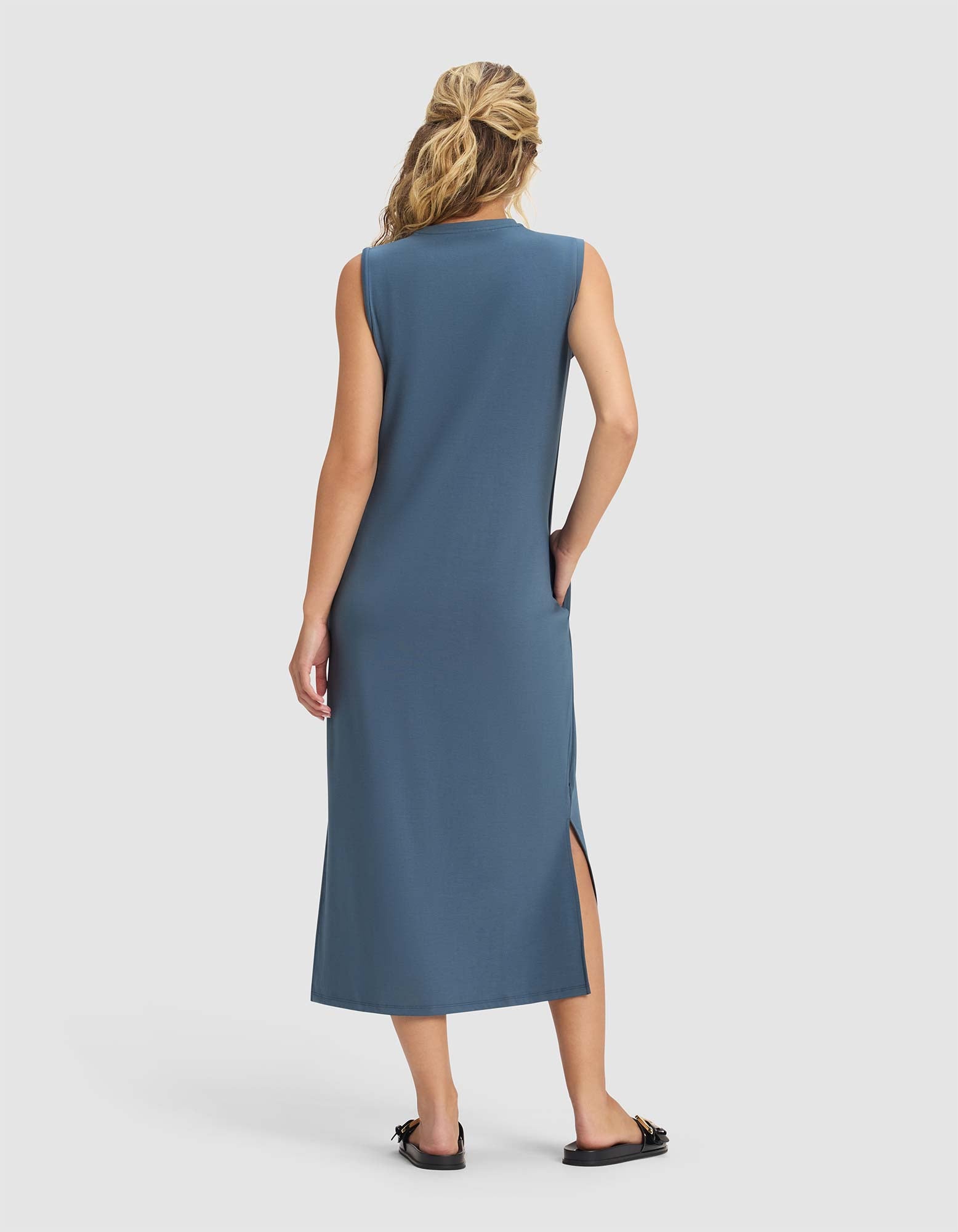 Women's Brushed Bamboo Sleeveless Midi Dress - Image 12