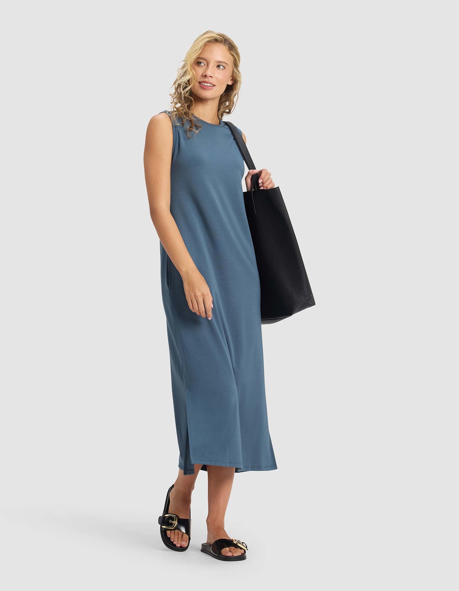 Women's Brushed Bamboo Sleeveless Midi Dress - Image 13