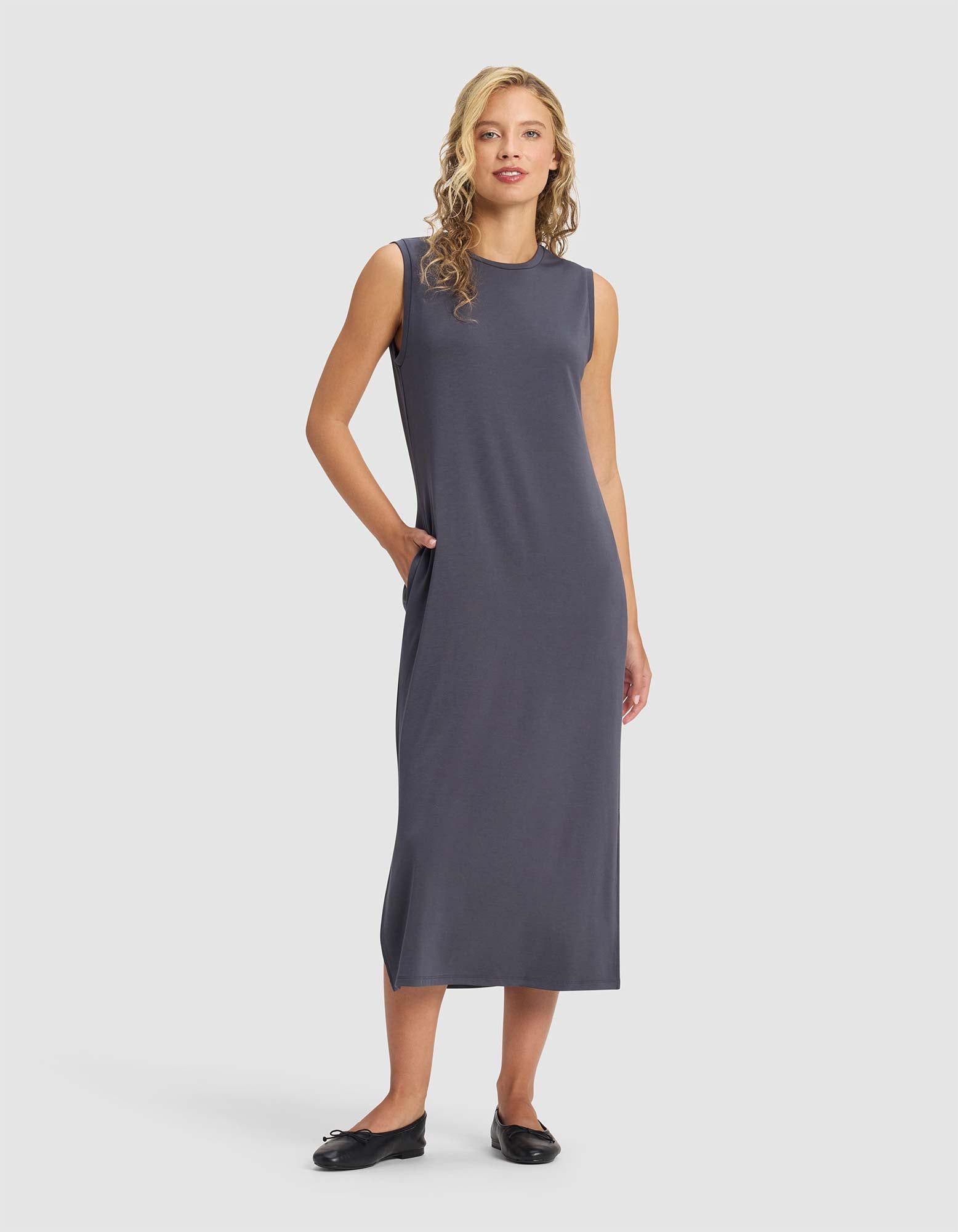 Women's Brushed Bamboo Sleeveless Midi Dress - Image 22