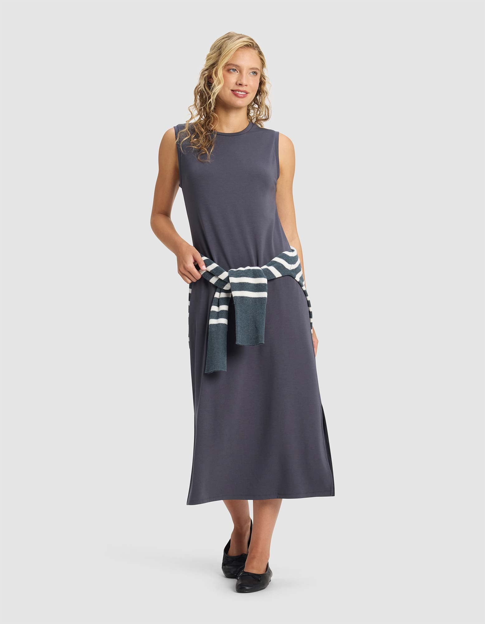 Women's Brushed Bamboo Sleeveless Midi Dress - Image 24