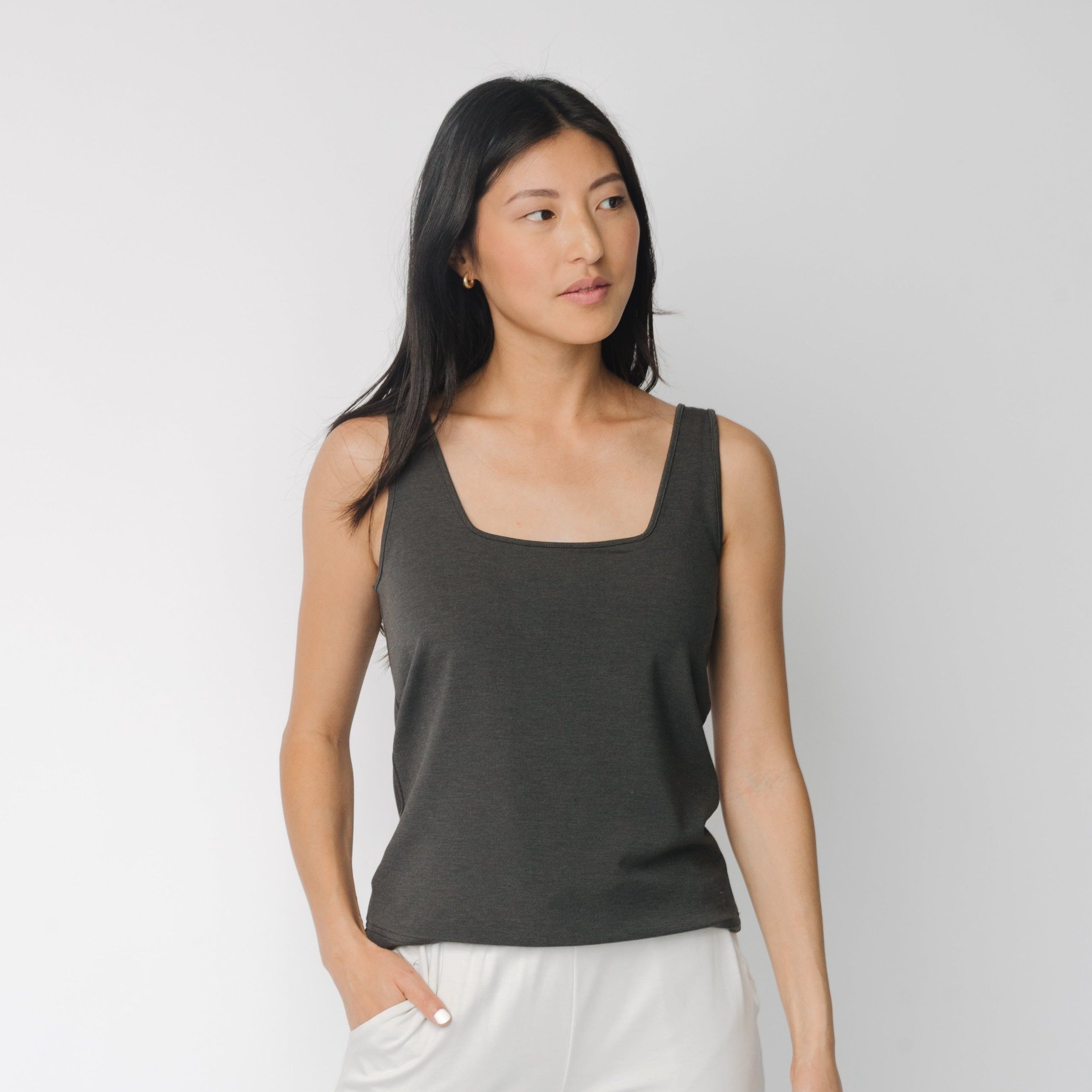 Women's Brushed Bamboo Square Neck Tank - Image 5