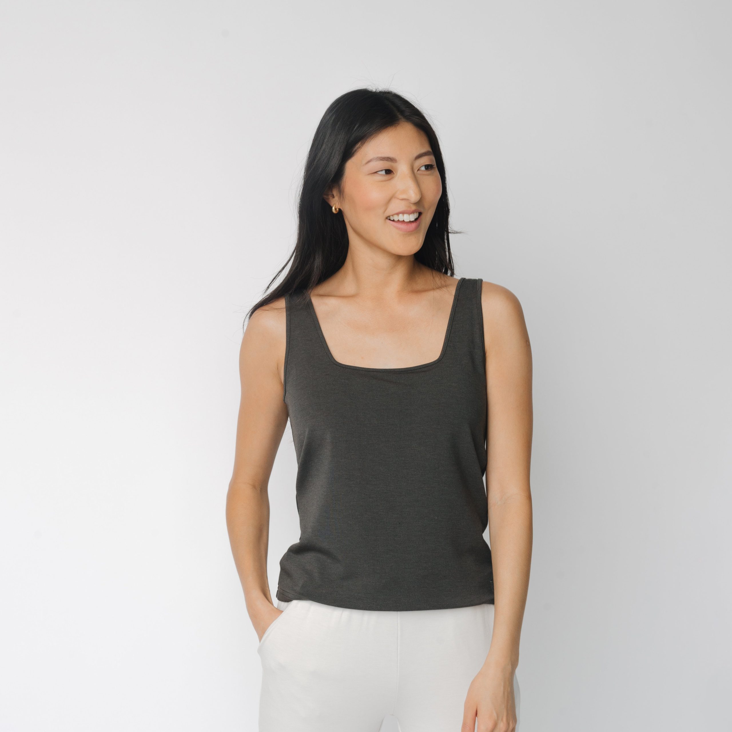 Women's Brushed Bamboo Square Neck Tank - Image 11