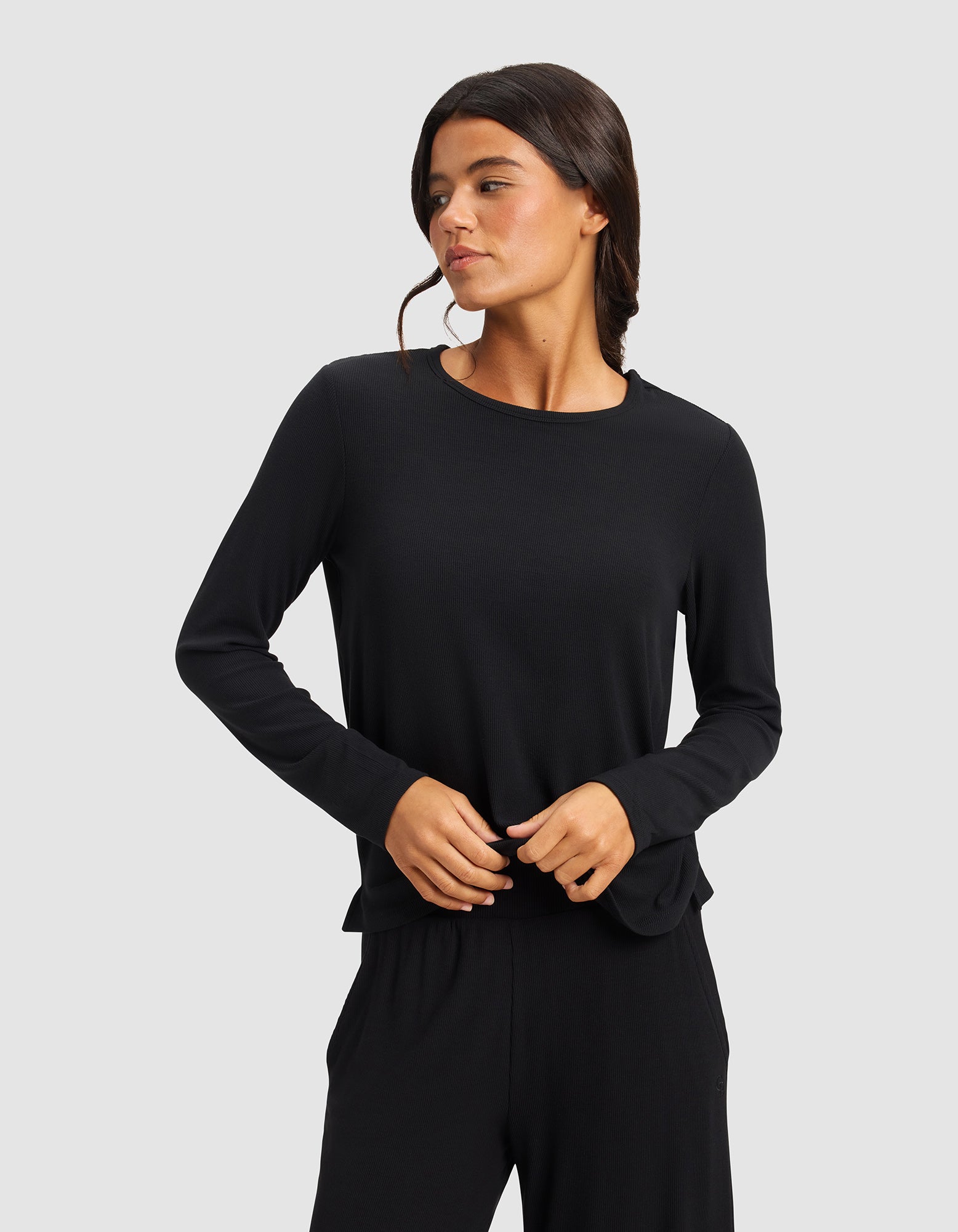 Women's Bamboo Rib-Knit Long Sleeve Lounge Top - Last Chance - Image 11