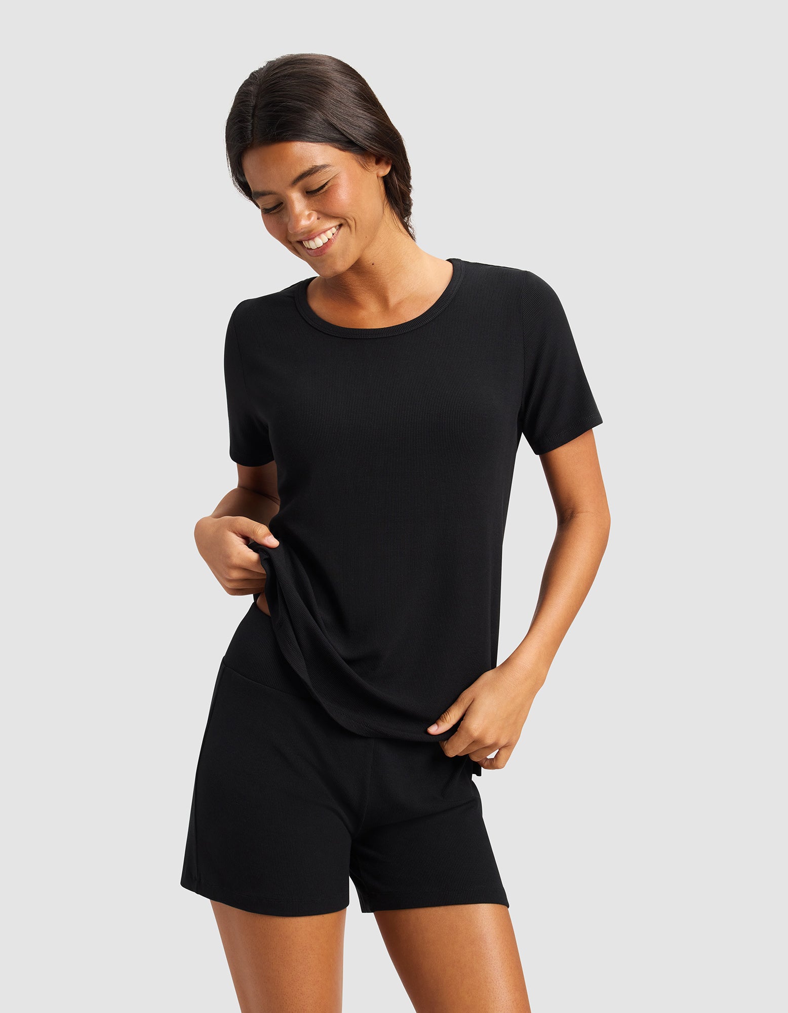 Women's Bamboo Rib-Knit Short Sleeve Lounge Top - Last Chance - Image 15