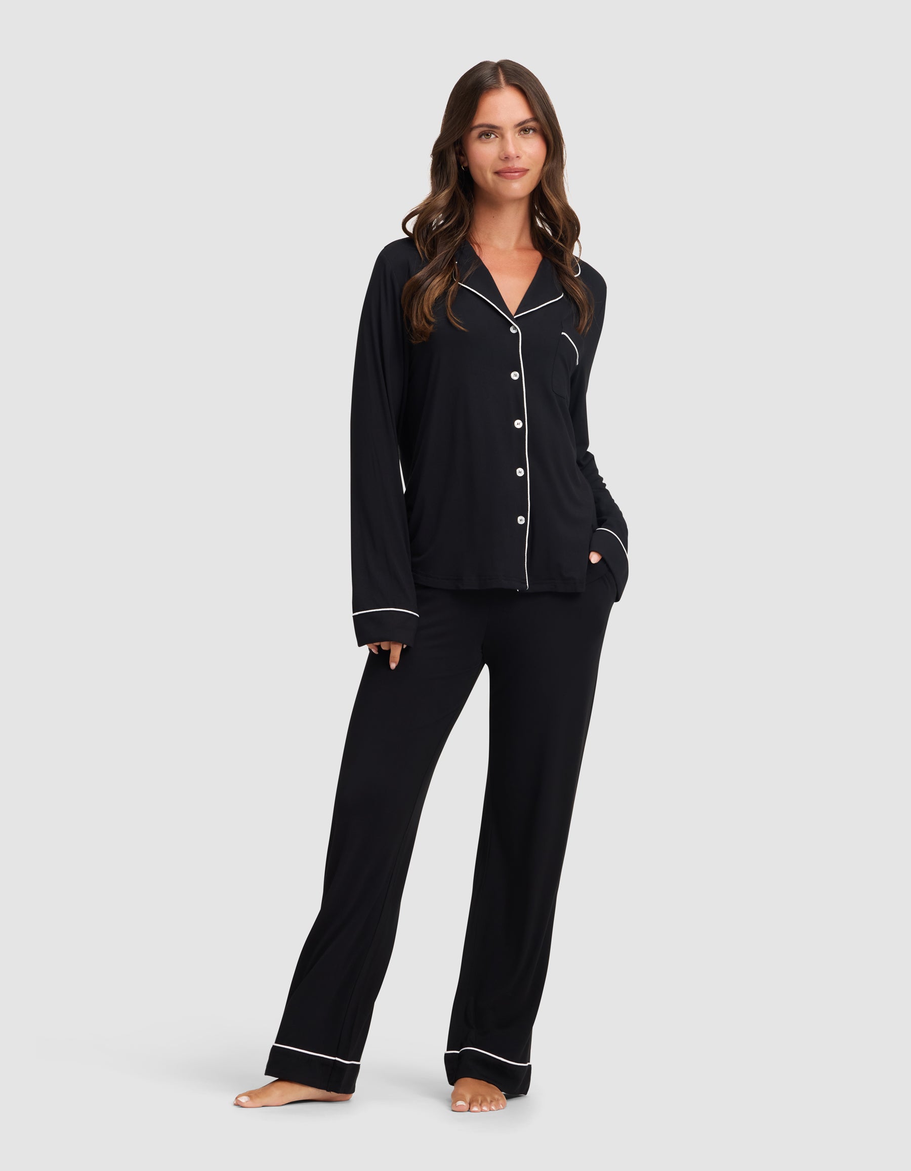 Women's Bamboo Stretch-Knit Long Sleeve Pajama Top - Image 38