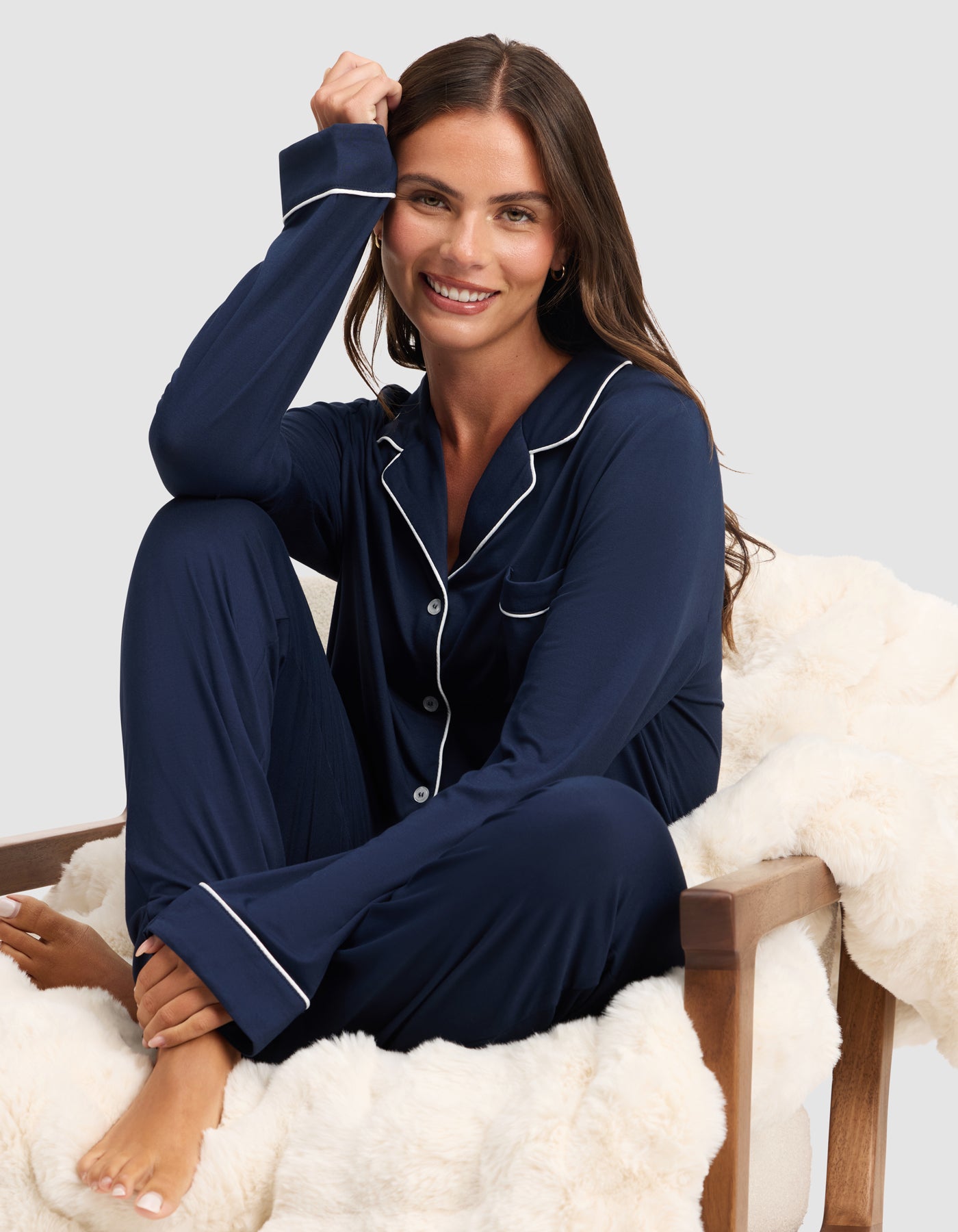 Women's Bamboo Stretch-Knit Long Sleeve Pajama Set - Image 7