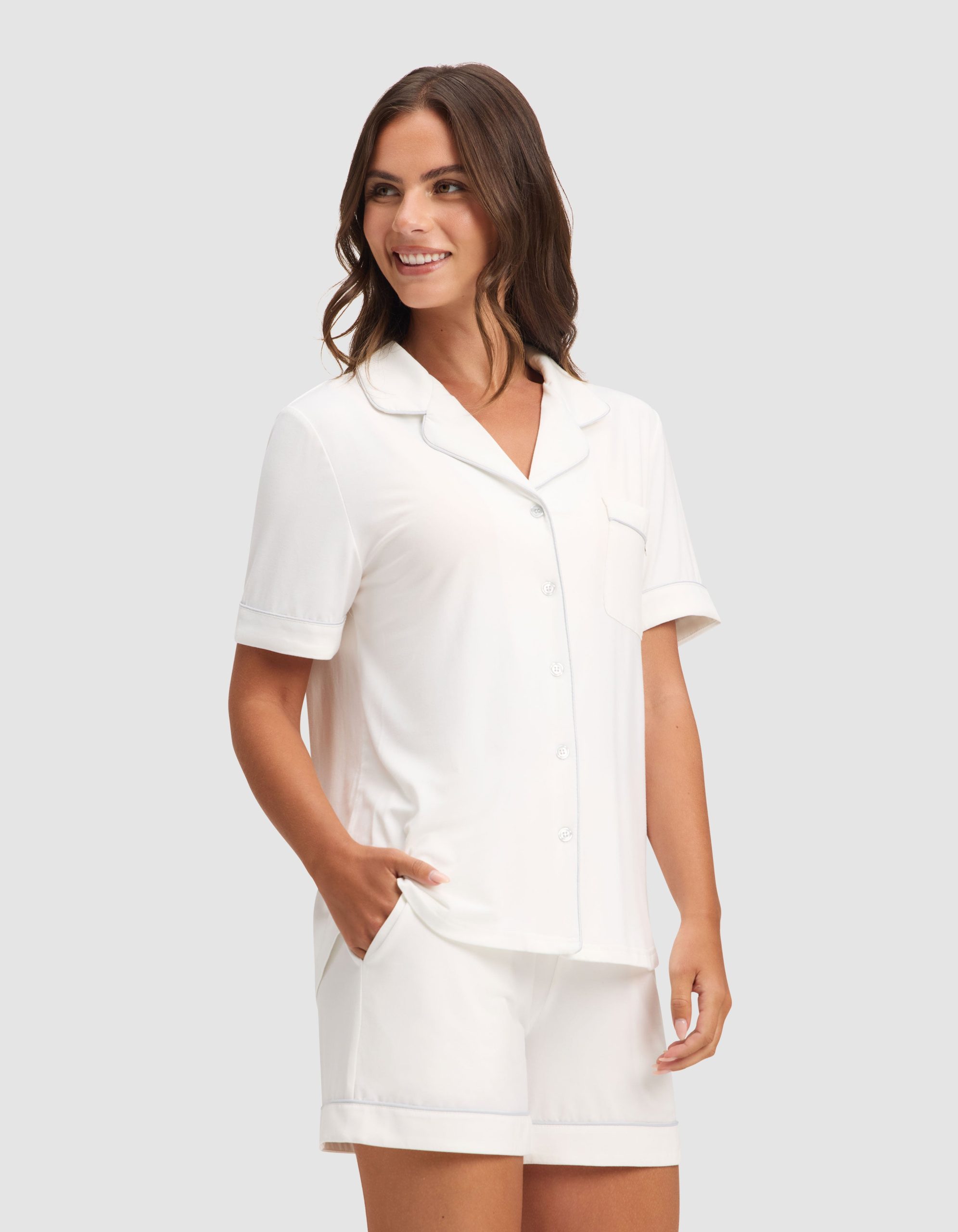 Women's Bamboo Stretch-Knit Short Sleeve Pajama Set - Image 2