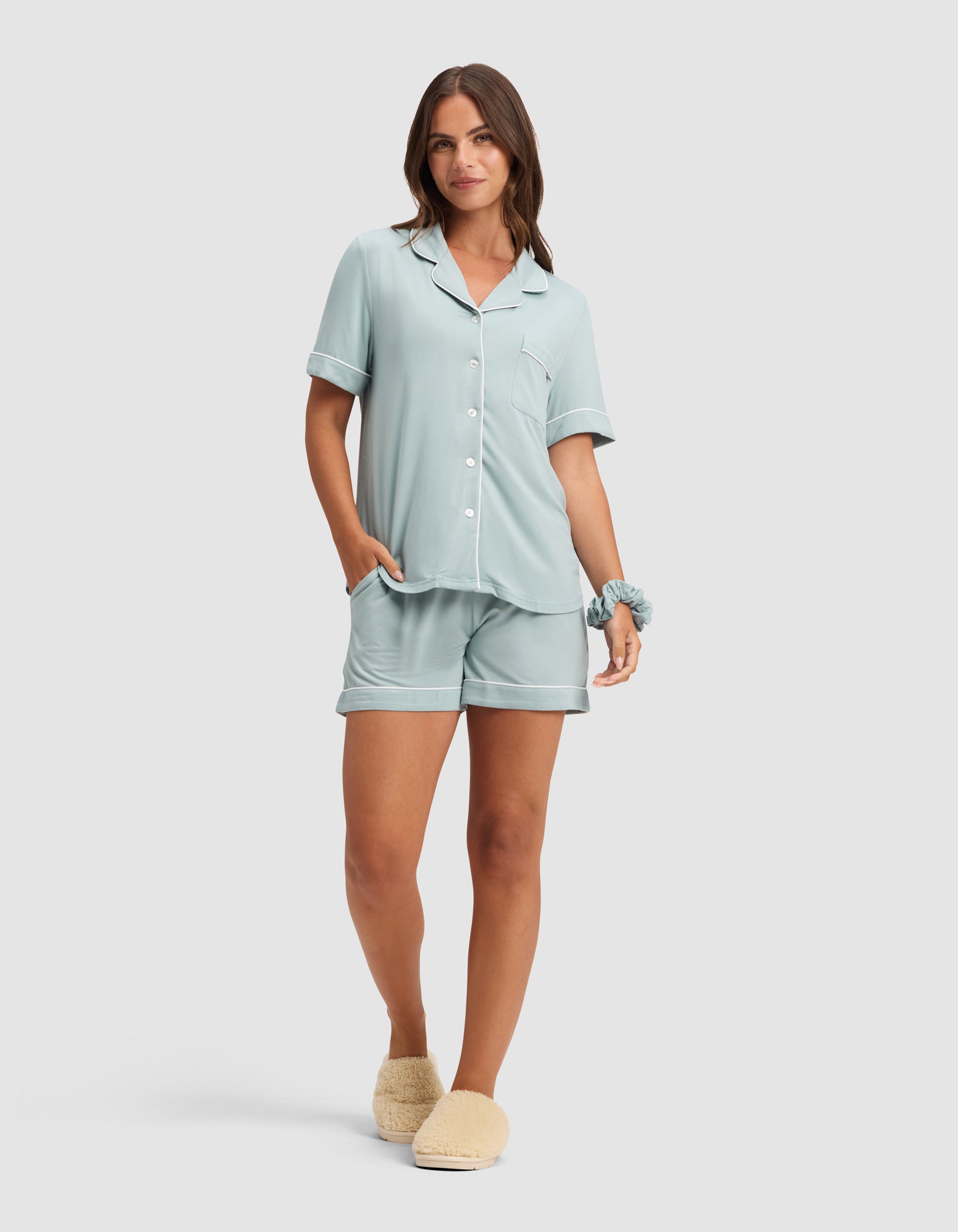 Women's Bamboo Stretch-Knit Short Sleeve Pajama Top - Image 39