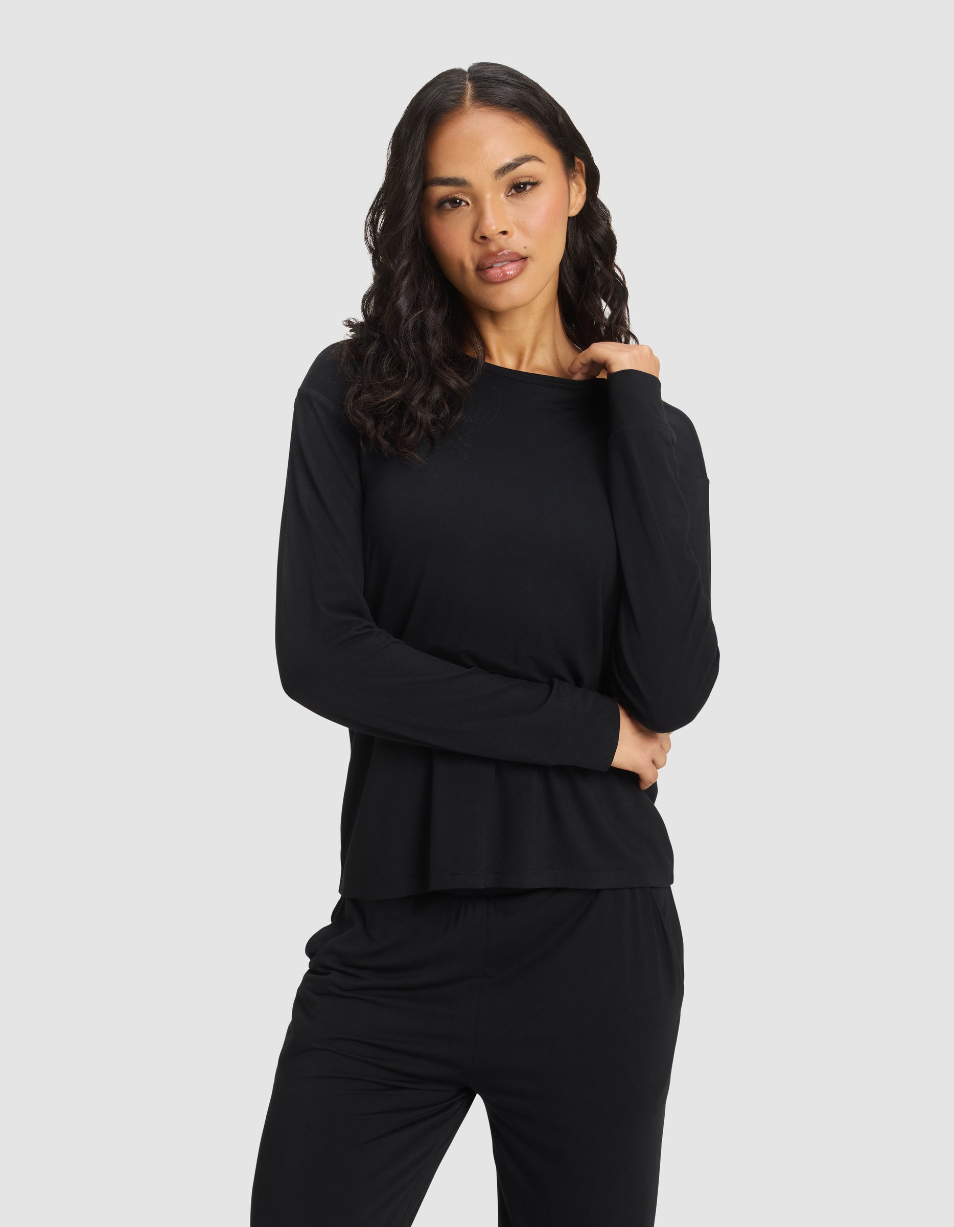 Women's Bamboo Stretch-Knit Long Sleeve Lounge Tee - Image 5