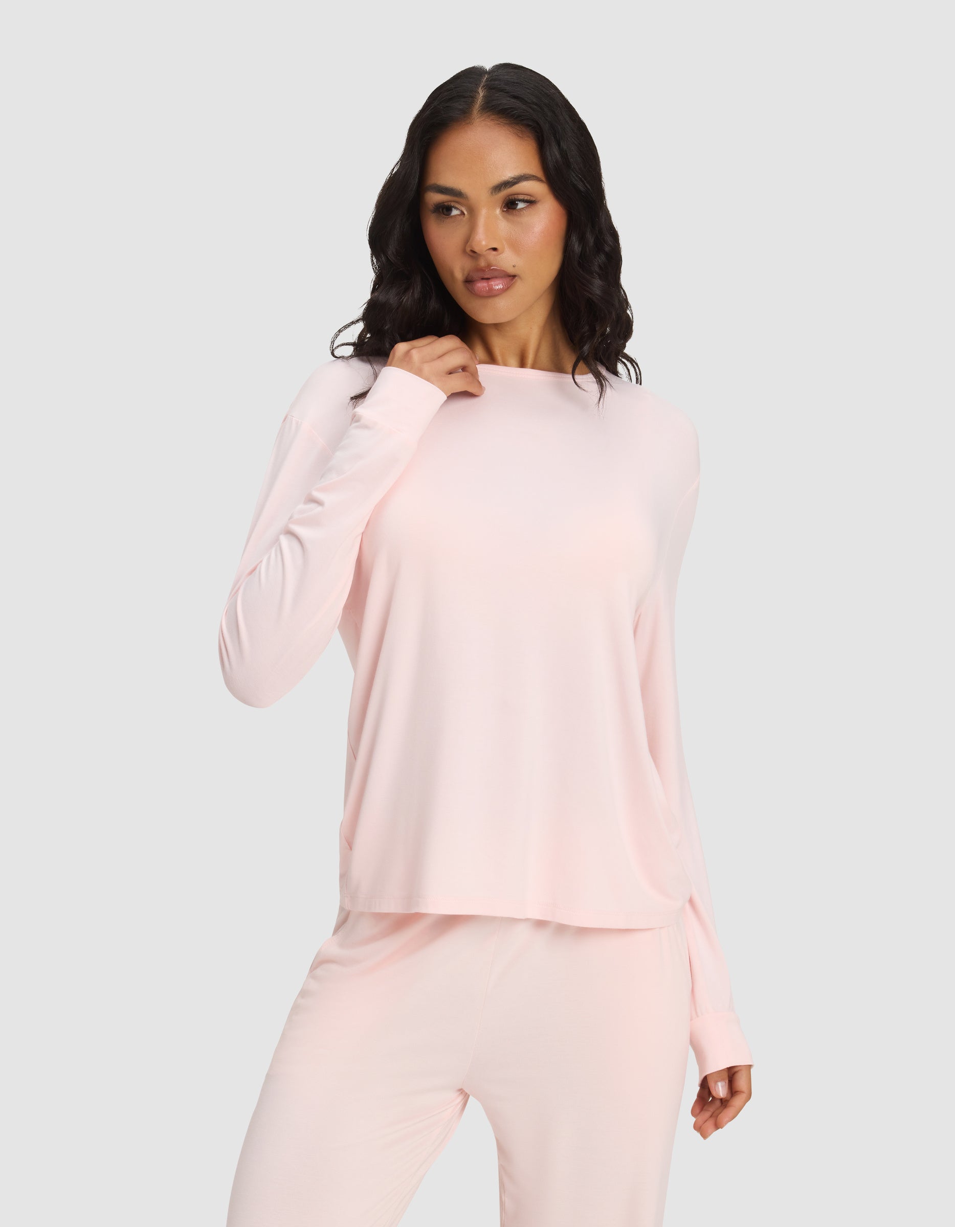 Women's Bamboo Stretch-Knit Long Sleeve Lounge Tee - Image 9