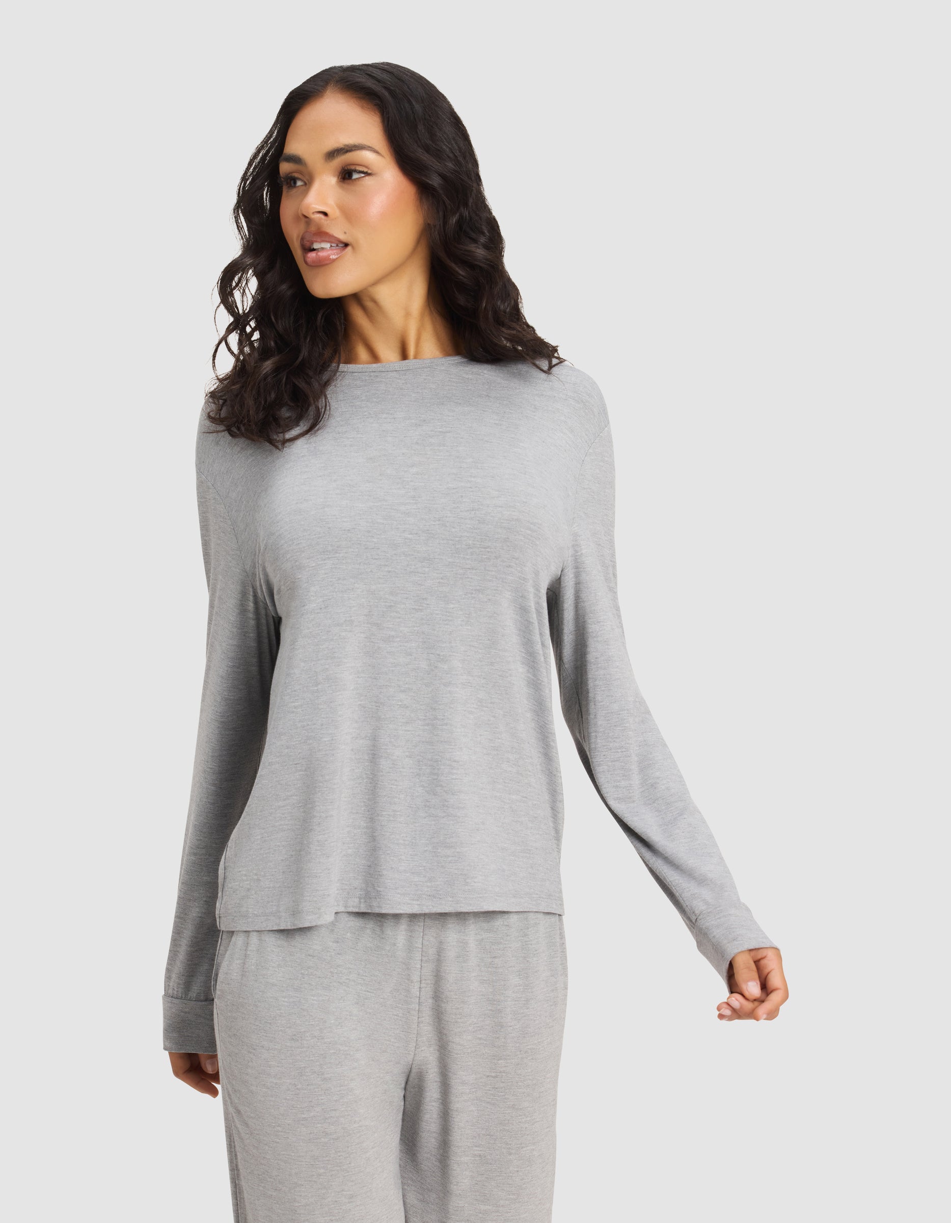 Women's Bamboo Stretch-Knit Long Sleeve Lounge Tee - Image 3