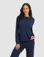 Women's Bamboo Stretch-Knit Long Sleeve Lounge Tee
