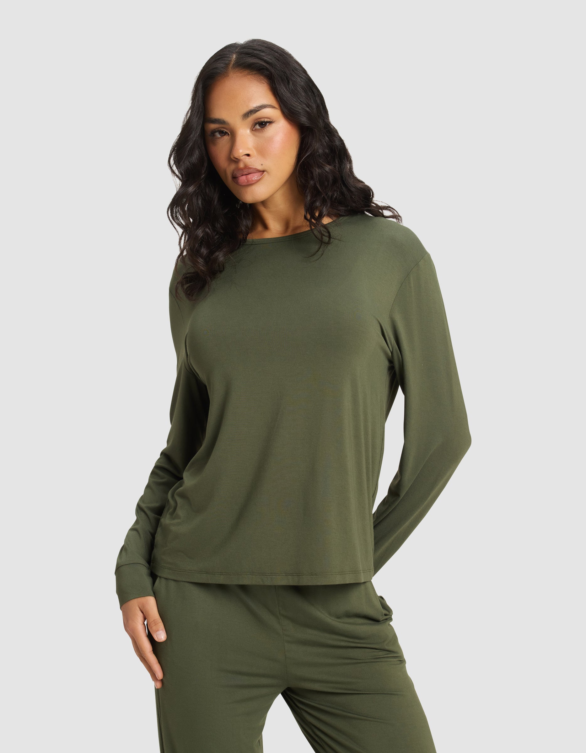 Women's Bamboo Stretch-Knit Long Sleeve Lounge Tee - Image 11
