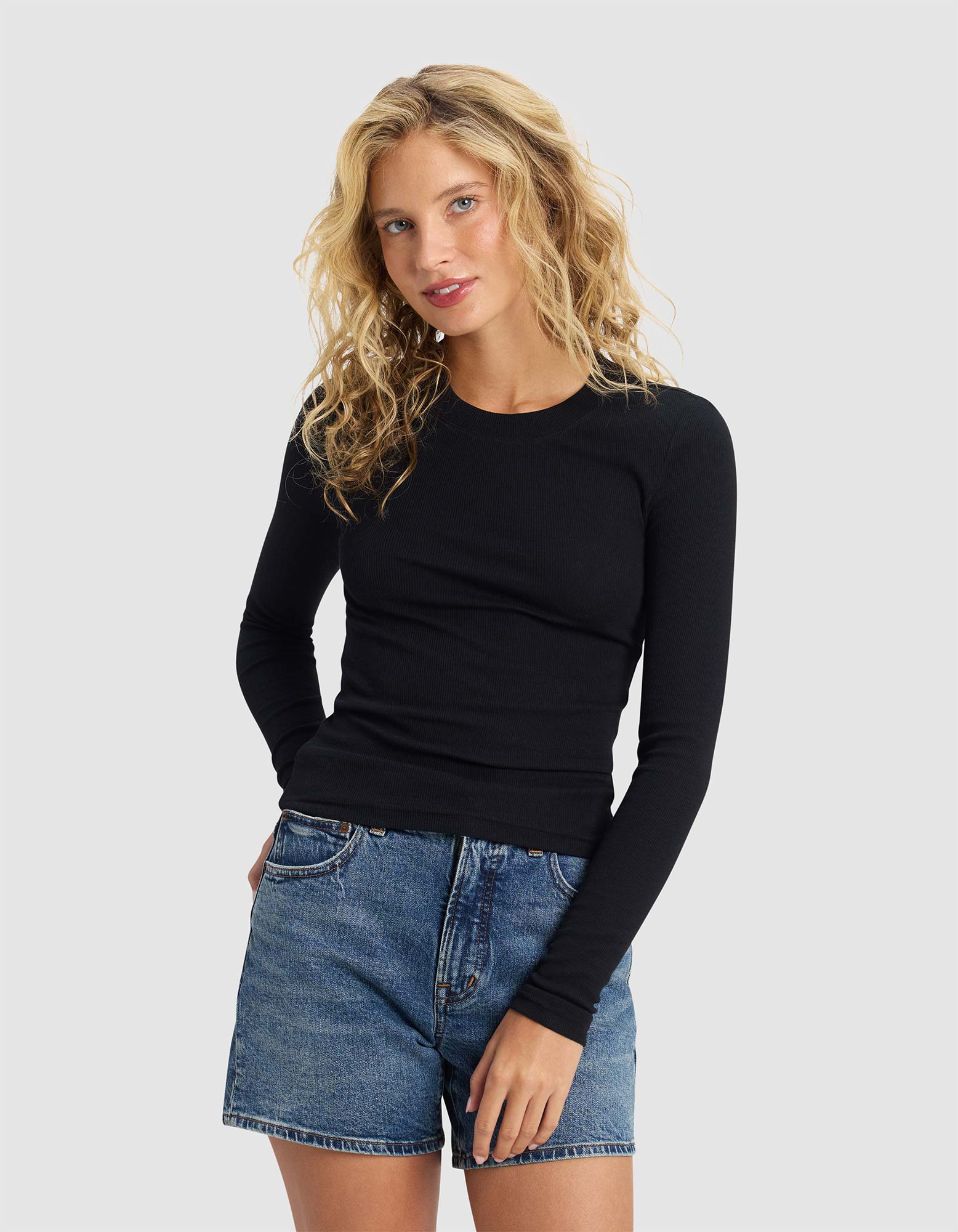 Women's Fine Ribbed Long Sleeve Tee - Image 8