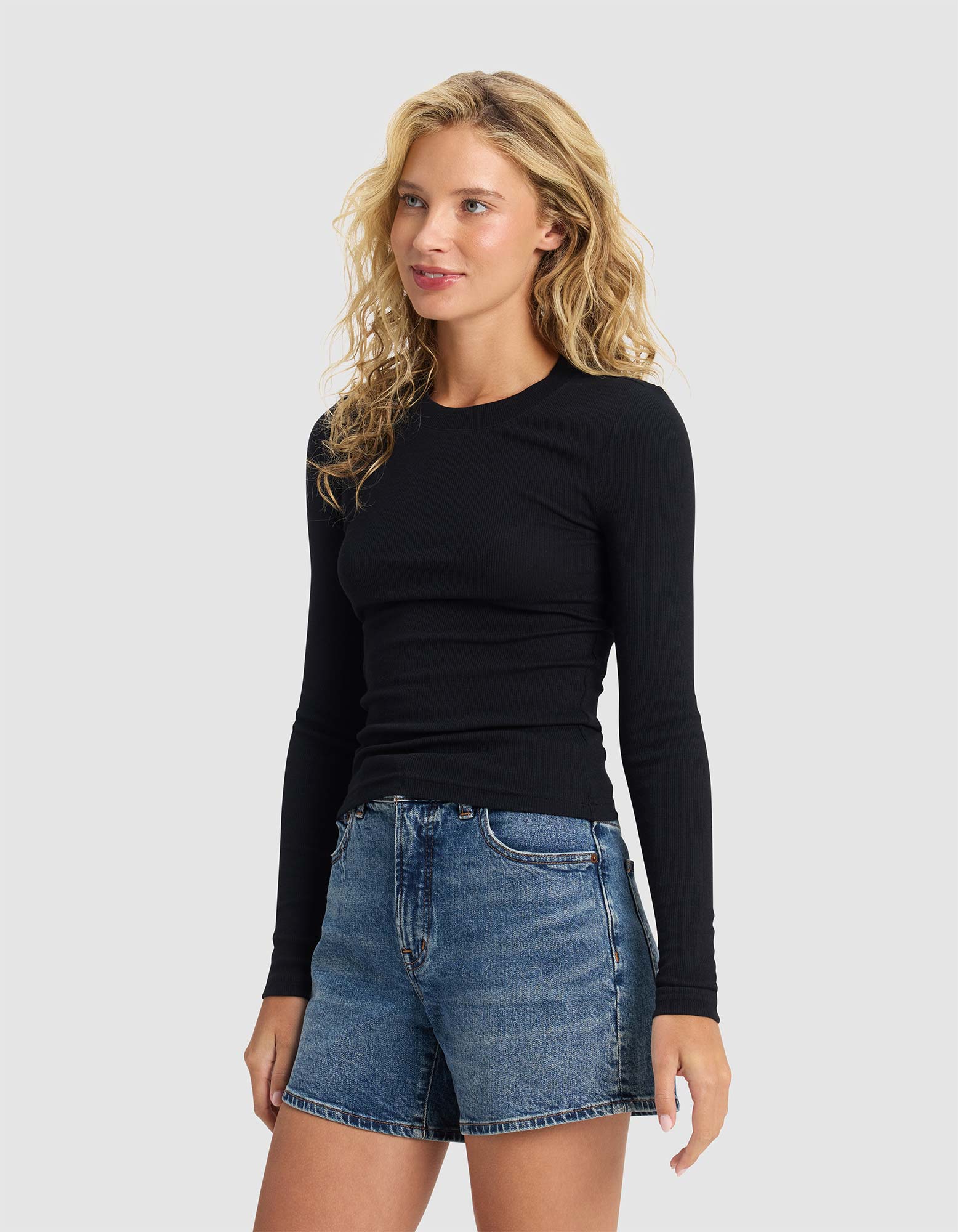 Women's Fine Ribbed Long Sleeve Tee - Image 9