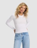 Women's Fine Ribbed Long Sleeve Tee