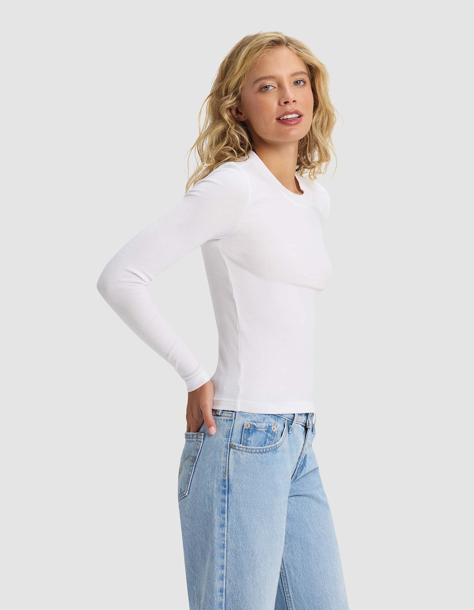 Women's Fine Ribbed Long Sleeve Tee - Image 2